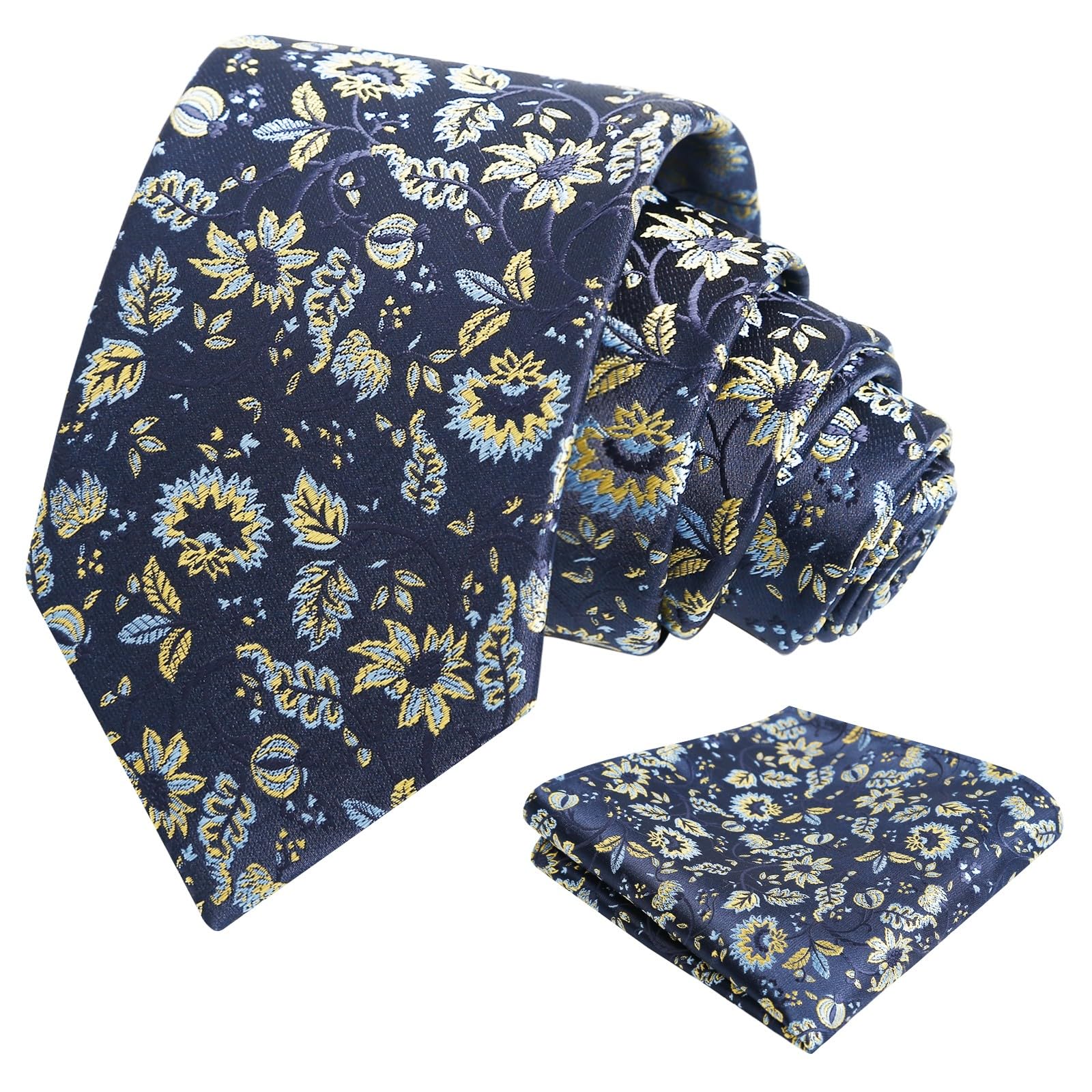 Alizeal Mens 3.15inches Leaf Flower Pattern Tie Set