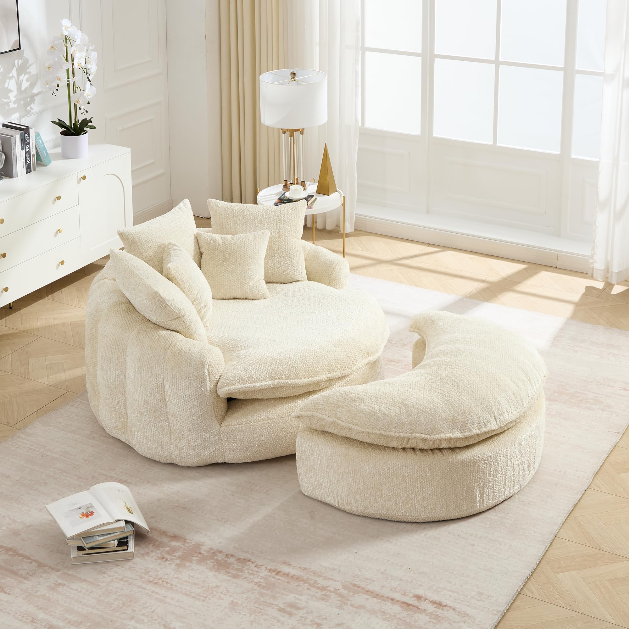 Wrofly Oversized Round Bean Bag Chaise Lounge