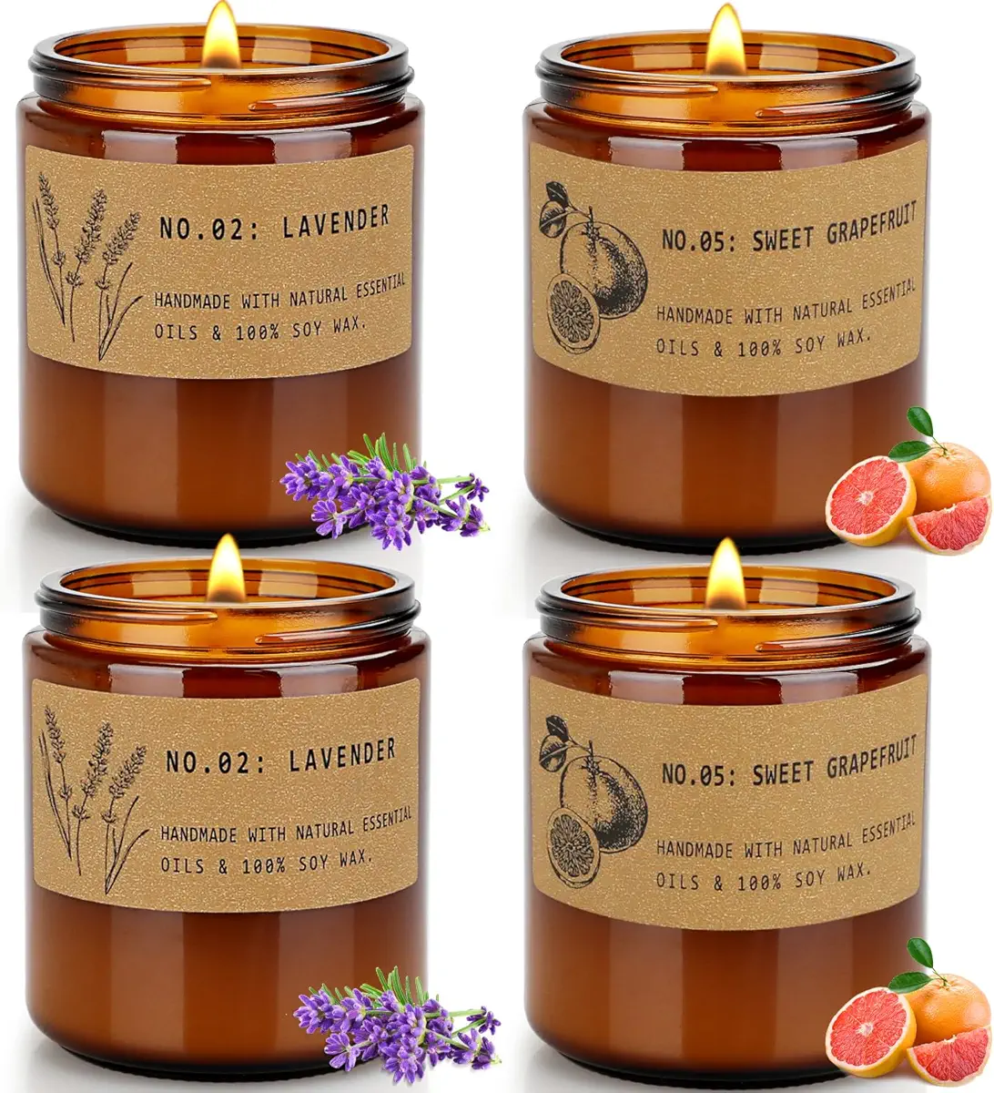 Candles Gifts for Women, 4 Pack 28 Oz Candles for Home Scented, Large Soy Aromatherapy Candles Set, Lavender Long Lasting Natural Scented Candle Set for Women Men Birthday Thanksgiving Christmas