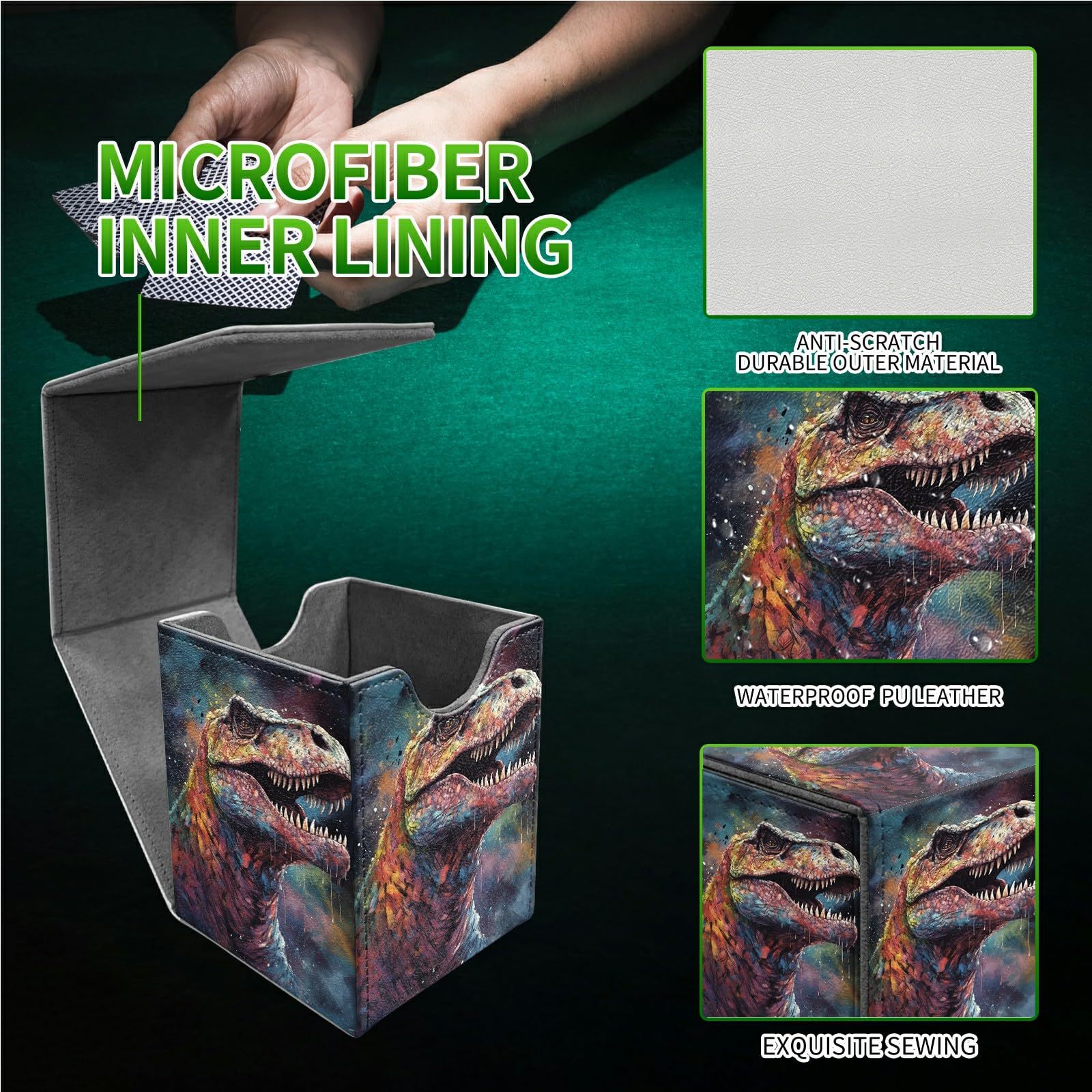 Amazon.com: RWUTYTIUL for MTG Commander Deck Box, Card Storage Box Fits 100+ Sleeved Cards, PU Leather Large Size Strong Magnet Card Deck Case Holder for Board Game Magic MTG TCG CCG, Dinosaur : Amazon.com: RWUTYTIUL for MTG Commander Deck Box, Card Storage Box Fits 100+ Sleeved Cards, PU Leather Large Size Strong Magnet Card Deck Case Holder for Board Game Magic MTG TCG CCG, Dinosaur :