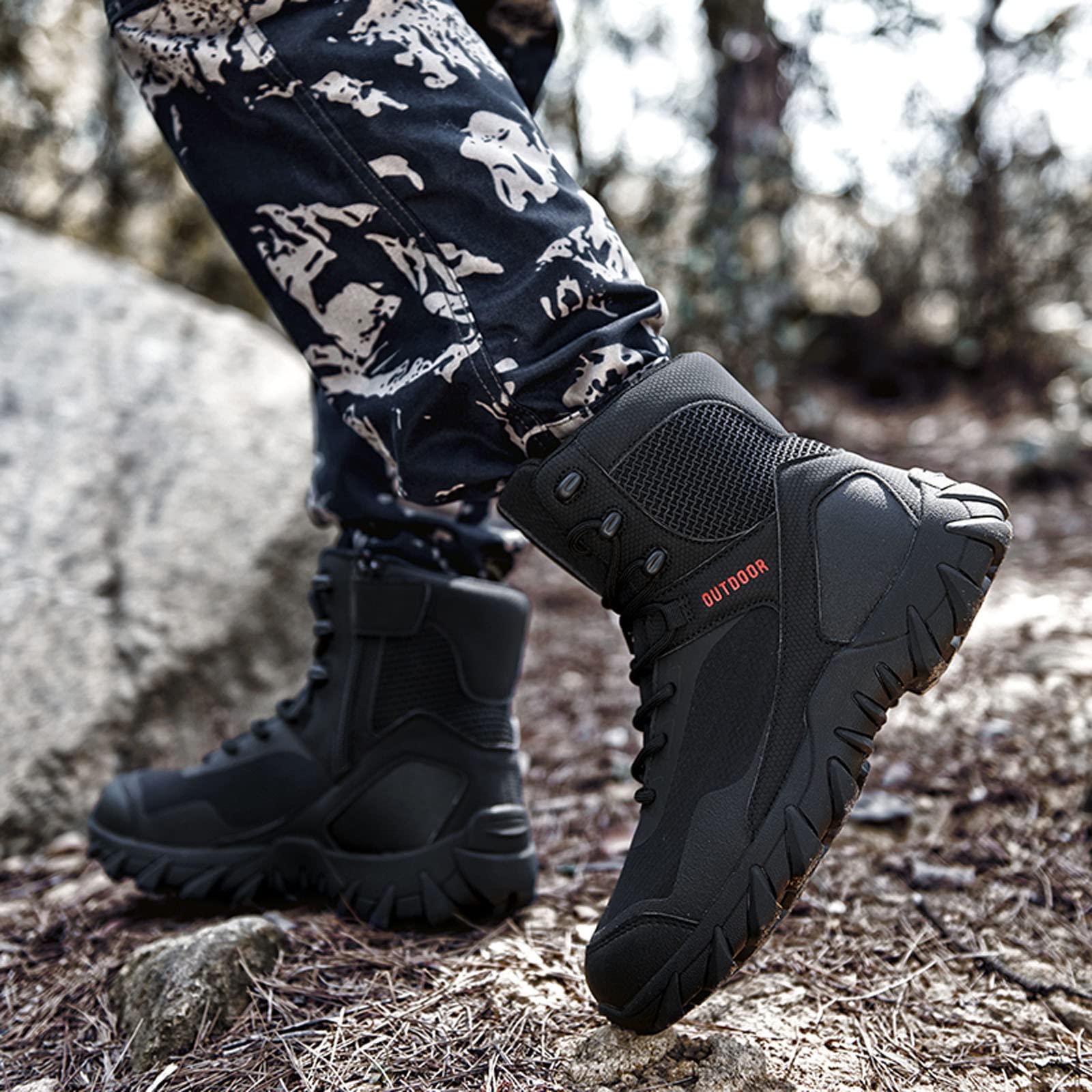 Botas de combate para hombre, de piel, antideslizantes, impermeables, botas