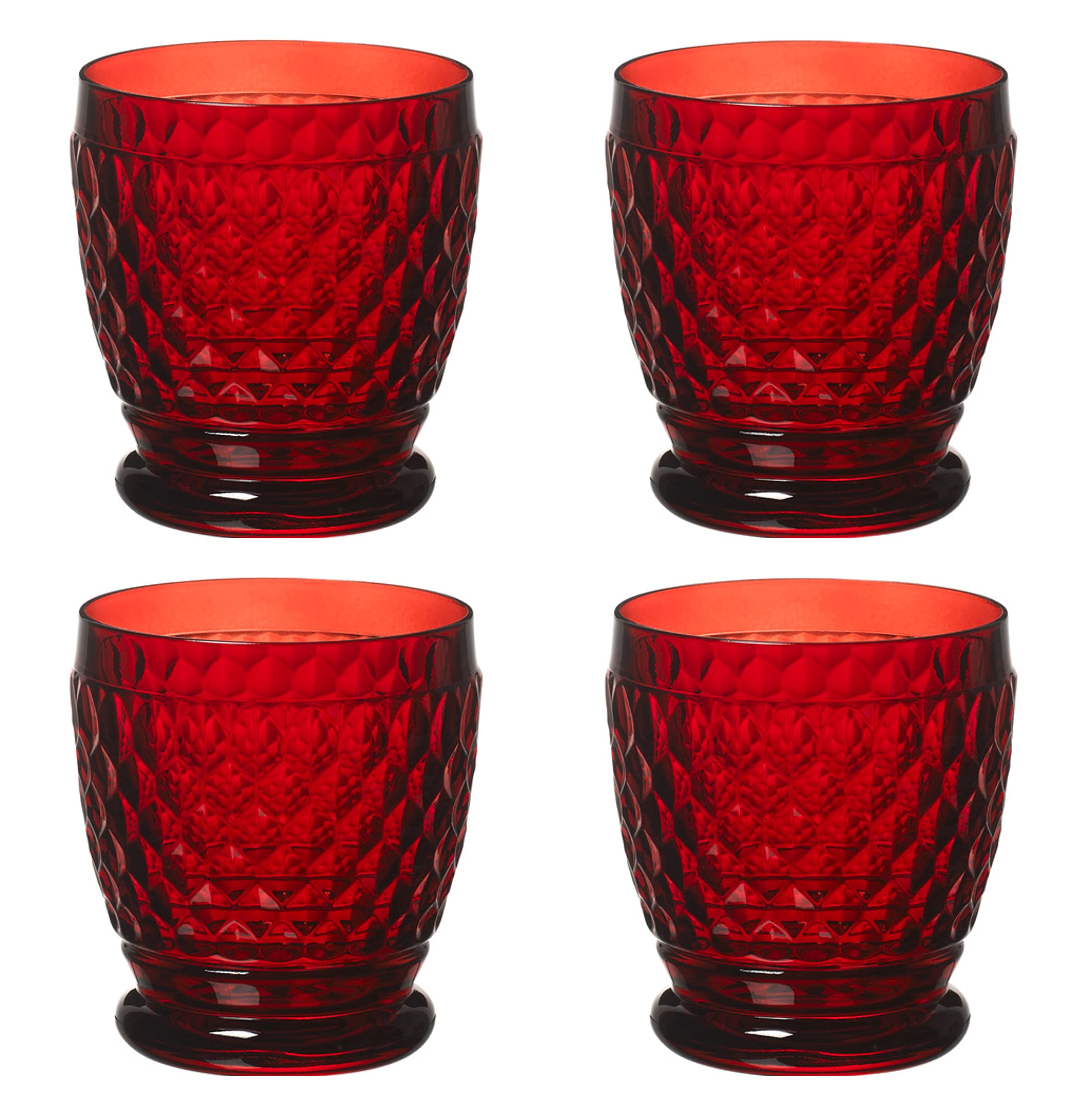 Villeroy & Boch 1173091410 Boston Coloured - Juego de Copas de Vasos (4 unidades, acero inoxidable), diseño de pajitas, color rojo