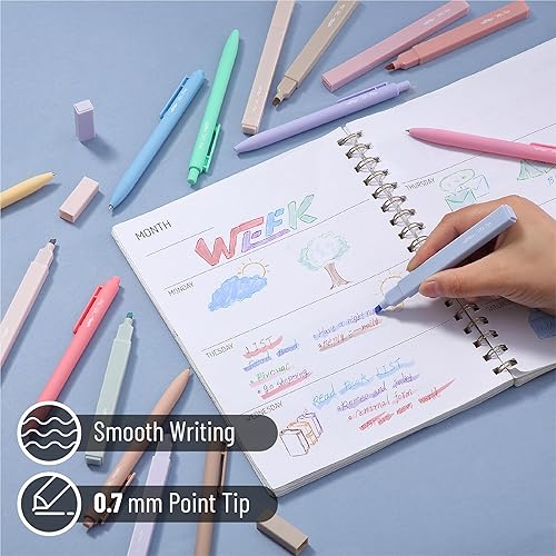 Miniatura 5 de Mr. Pen Paquete de 16 bolígrafos de gel de colores estéticos y 200 hojas de pestañas adhesivas - Resaltadores sin sangrado para páginas de la Biblia