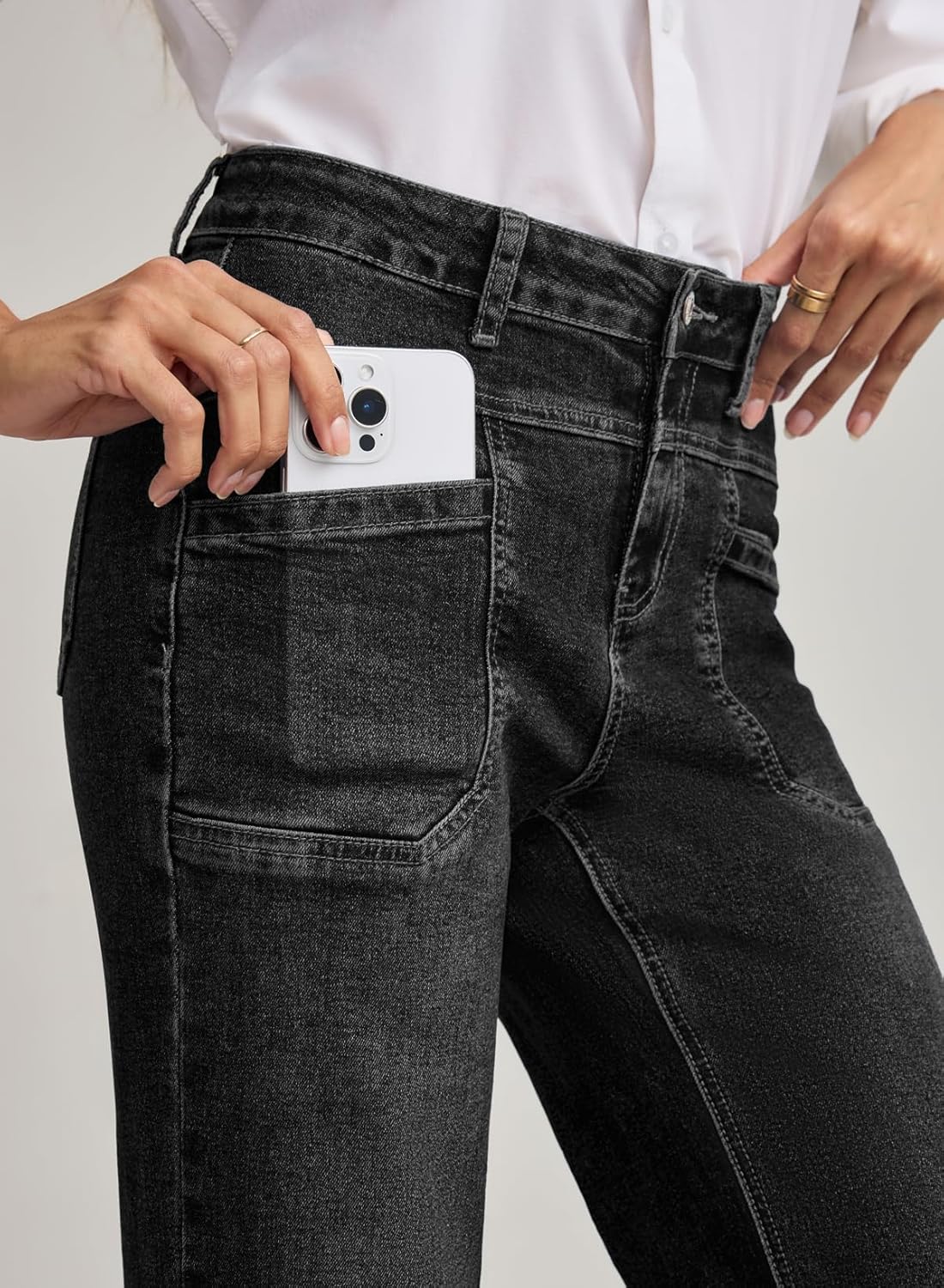 EVALESS Womens Jeans Wide Leg High Waisted Straight Bootcut Jeans Trendy Fall 2025 Zimbaplatinum Stretchy Denim Pants