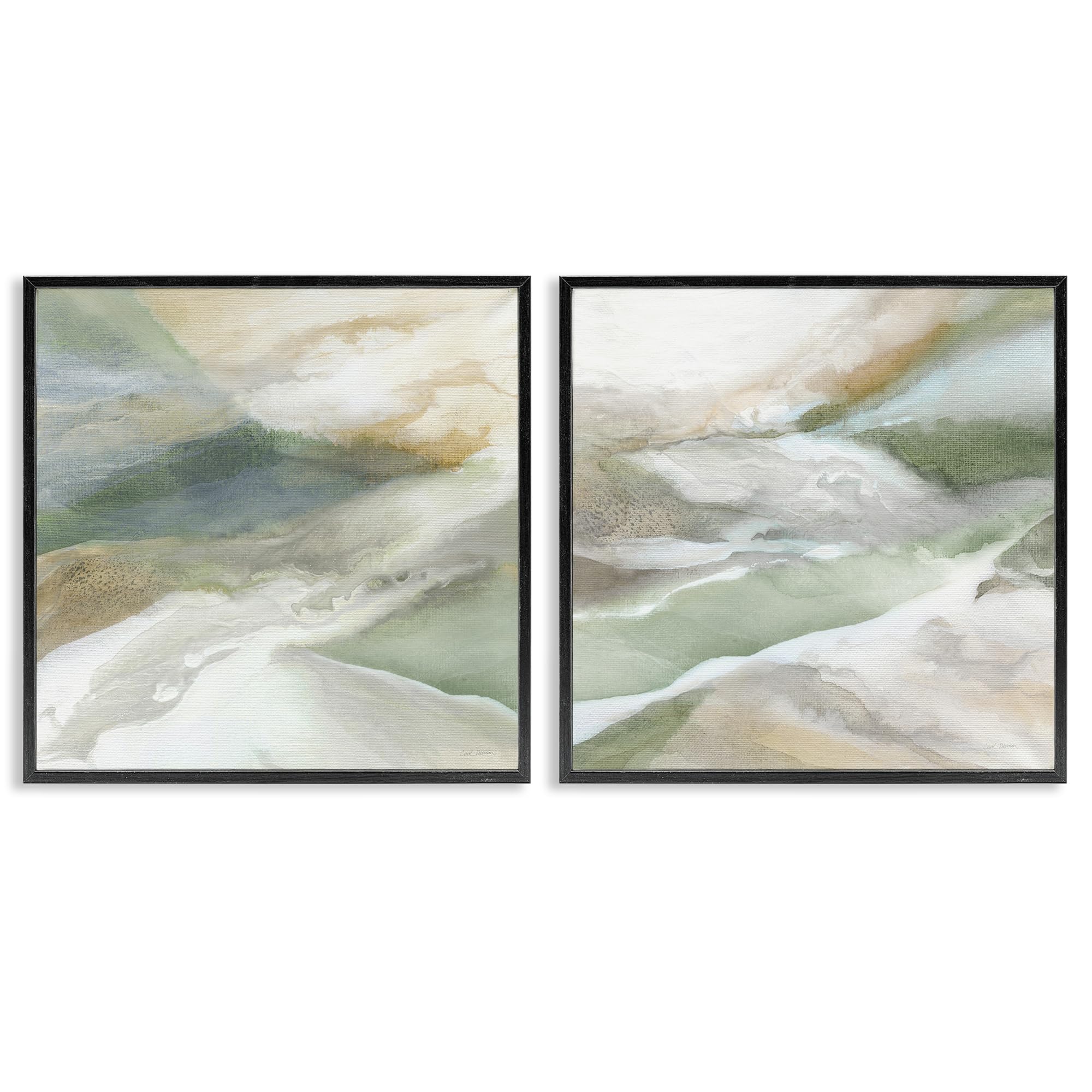 'Serene Misty Valley Abstraction'| 2pc Framed Giclee Art Set 2
