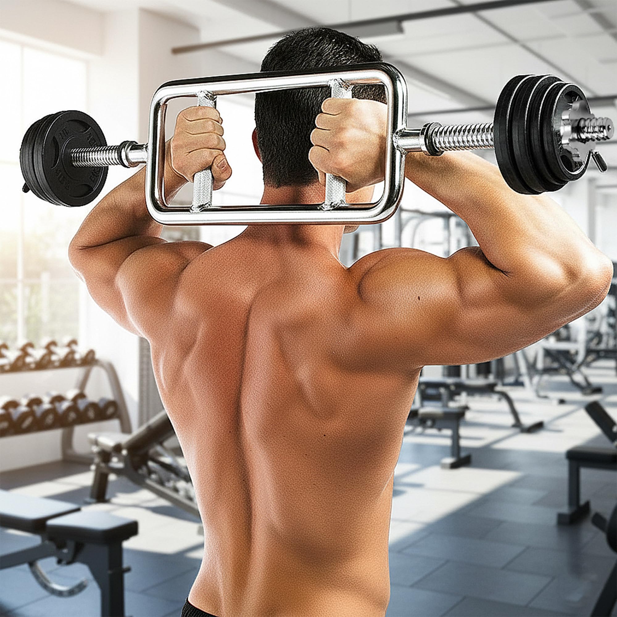 uyoyous Barre D'haltère Circulaire 25 mm Barre à Triceps de Soulevé de Terre Barres de Musculation Olympique avec Poids pour Salle de Sport Entraînement à Domicile