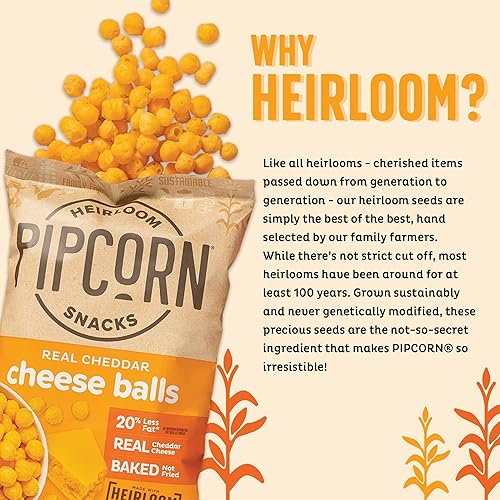Miniatura 3 de Pipcorn Bolas de queso cheddar Heirloom - 45 onzas - Queso orgánico sin nada artificial maíz de reliquia sin OMG sin conservantes sin gluten