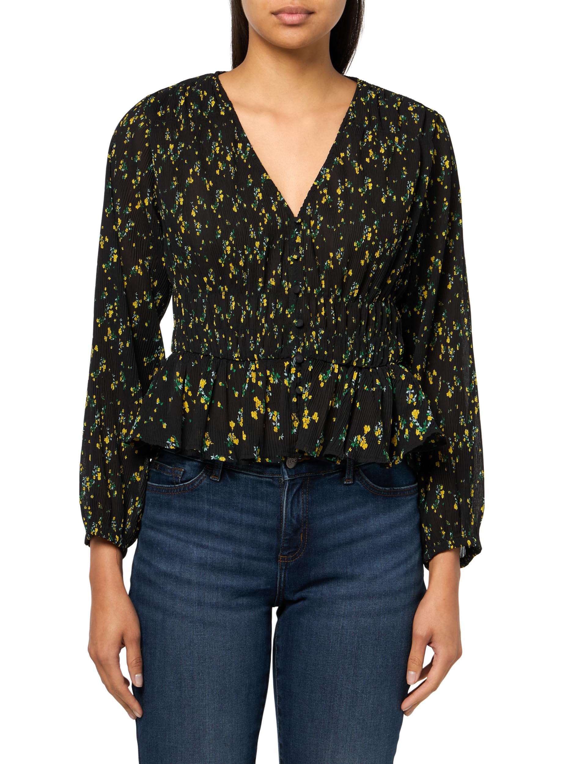 Desigual Women's Black Woman Woven Blouse Long Sleeve