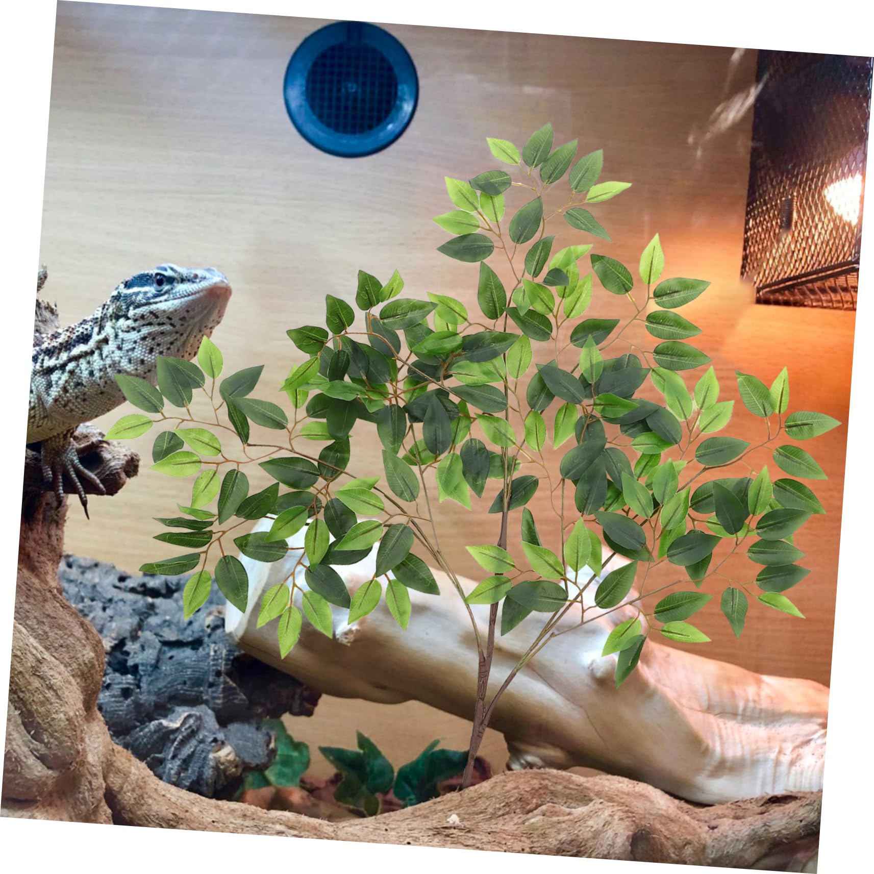 balacoo 2pcs Reptile Box Decor Lifelike Leaves Reptile Simulation Plants Fake Rattan 12in Safe Environment Fun Hiding Spots Ideal for Crabs