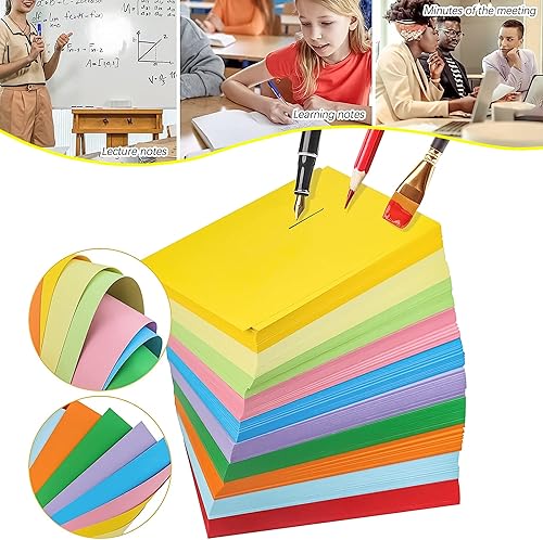 Miniatura 4 de MotBach 600 tarjetas de índice de colores en blanco de 3 x 5 pulgadas, tarjetas flash en blanco, tarjetas de notas en blanco, bloc de tarjetas