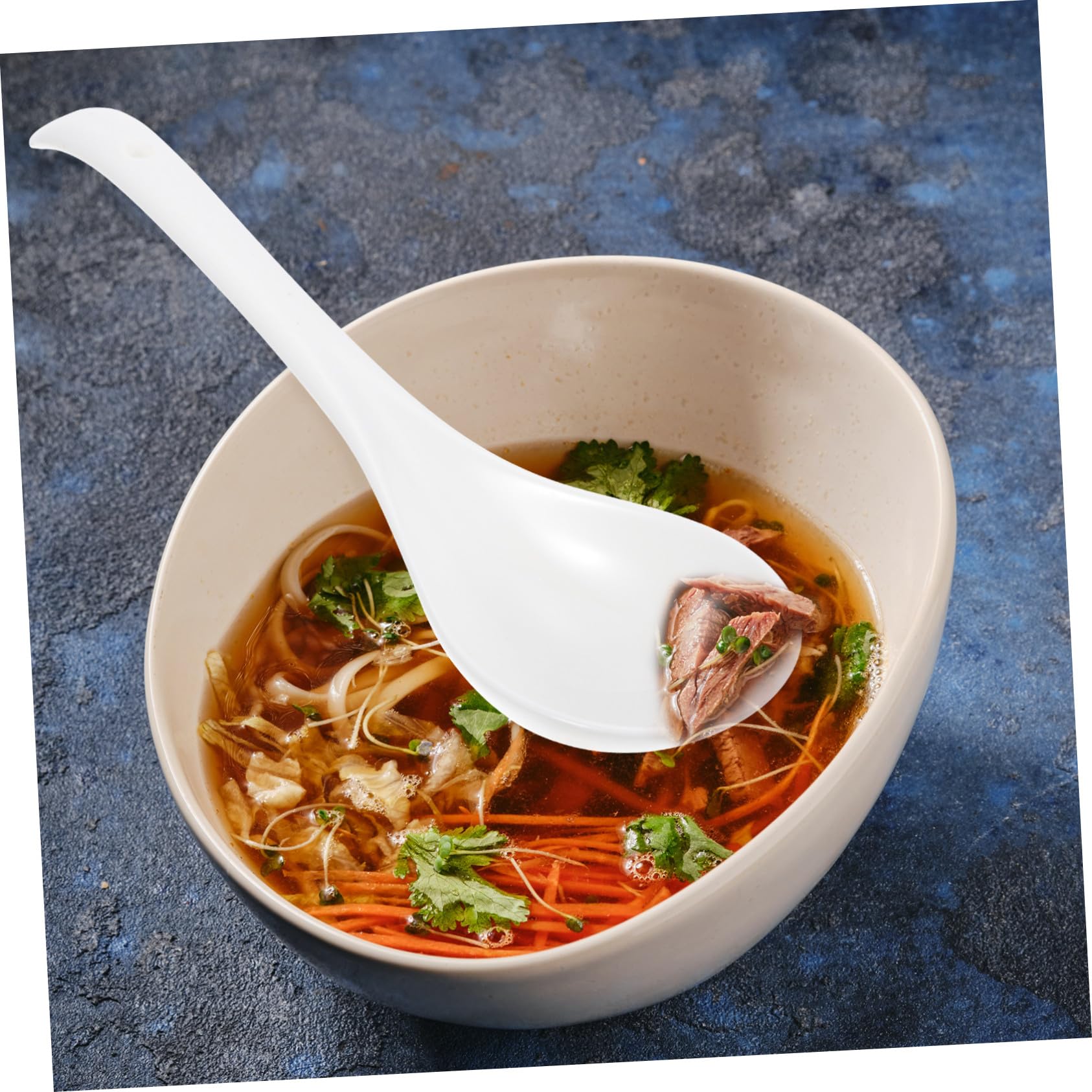 Hemobllo 6 piezas Unidades Cucharas de Sopa Cerámicas Resistentes Aptas Lavavajillas Utensilios Cocina Restaurante