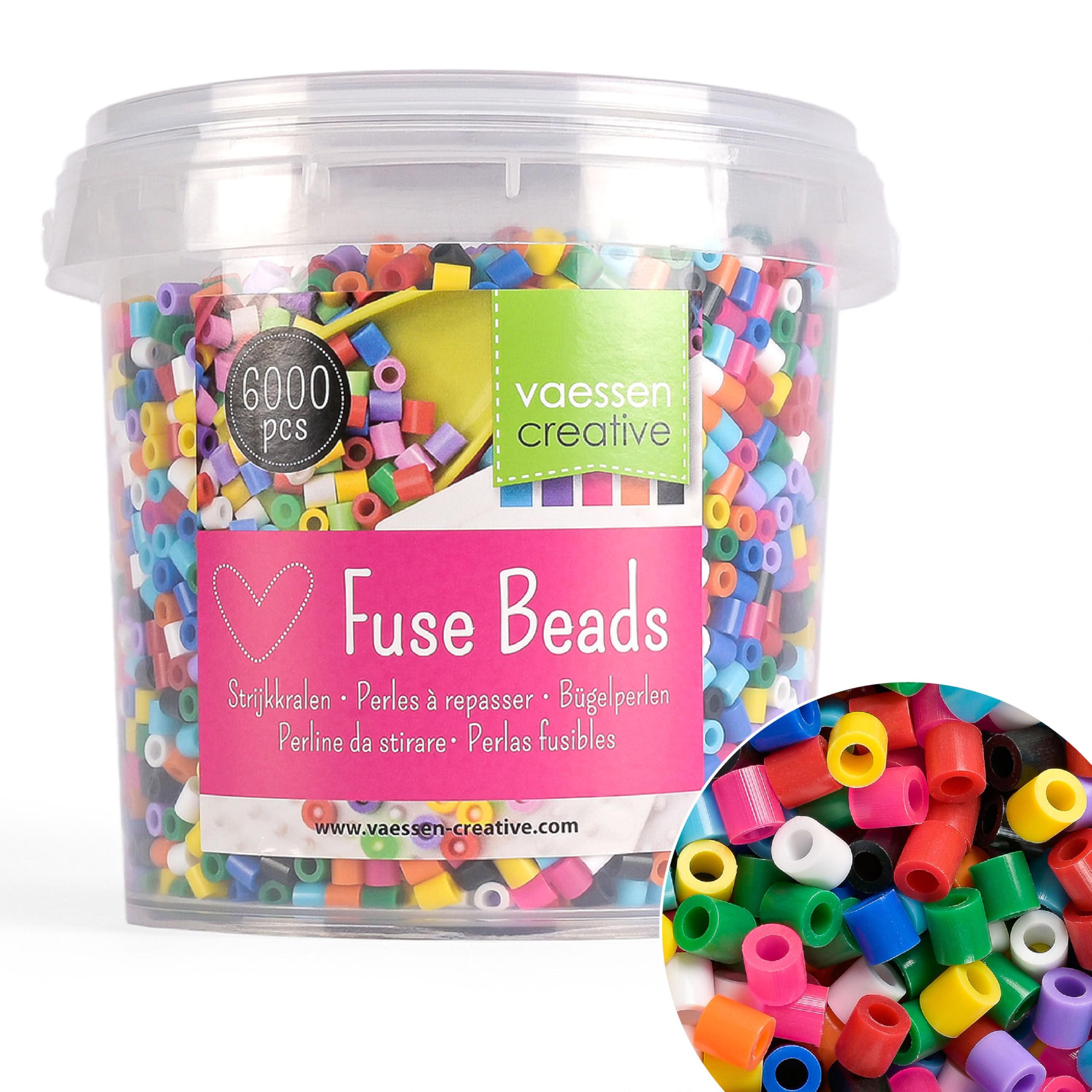 Vaessen Creative Fuse Beads, Bright Basics Mix, Set of 6000 Pieces for DIY Crafts with Kids Making Jewelry