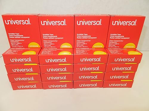 Universal Cinta invisible, 34" x 1296", núcleo de 1", transparente, paquete de 24, 83436