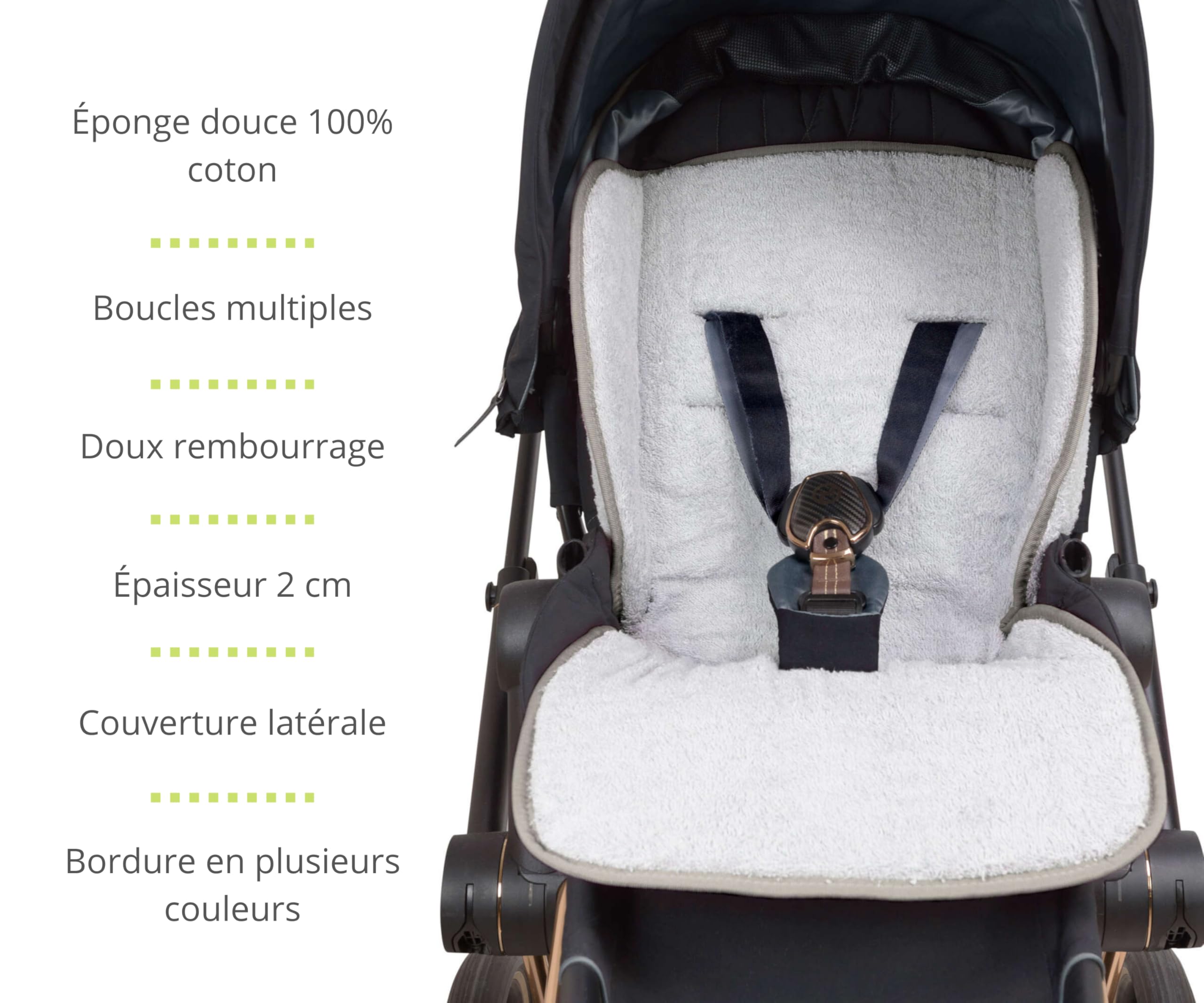 baby idea Babysanity® Sitzverkleinerer für Neugeborene, weiche Polsterung, Bezug aus Frottee, 100 % Baumwolle, Grau
