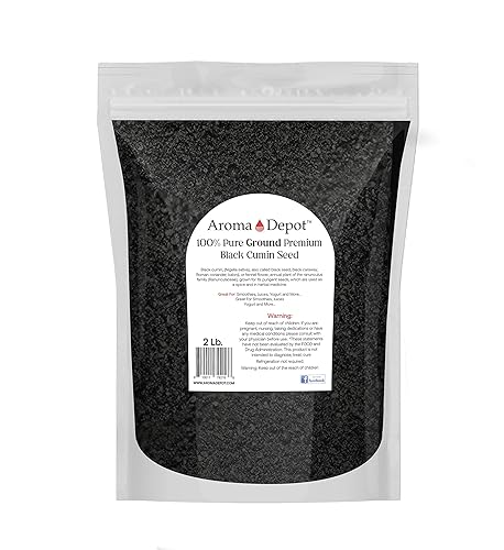 Polvo de semillas negras de 2 libras, molido (Nigella Sativa), comino negro, kalonji, 100% sin OMG, no irradiado y sin gluten