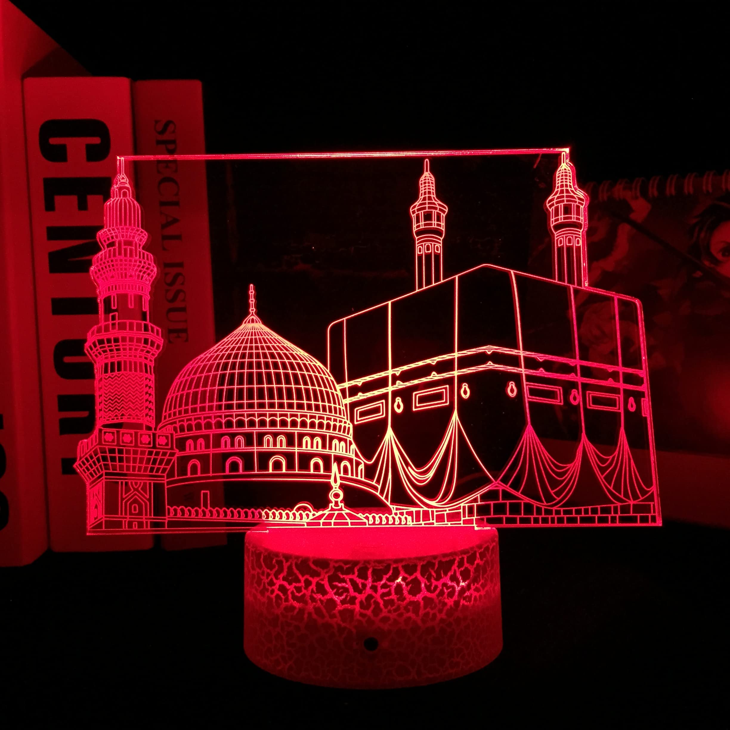 3D Islamic Muhammad Night Light - 7 Color Change LED Acrylic Table Lamp With Remote
