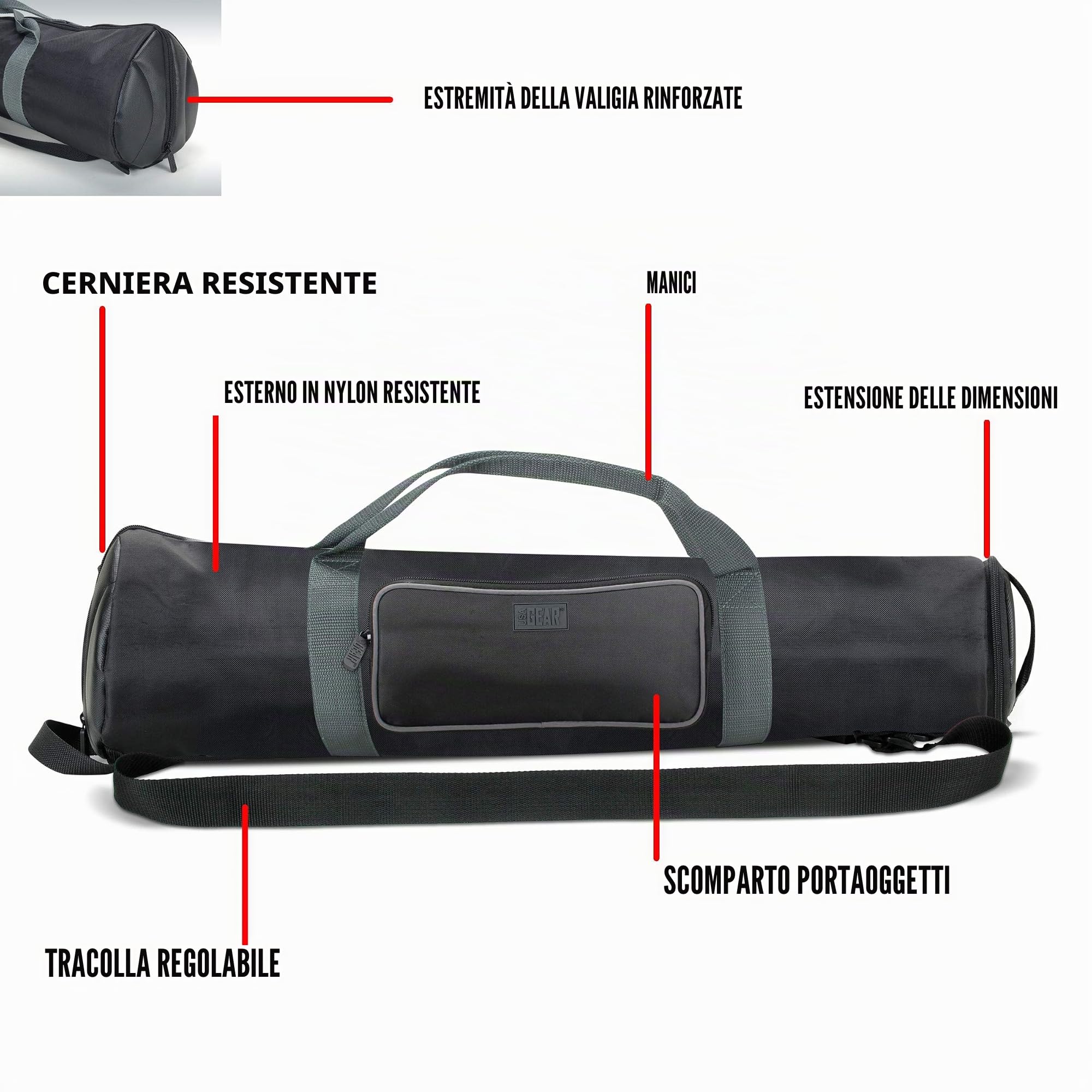 USA Gear Borsa Imbottita per Treppiede (nera) - Contiene Treppiedi da 53 a 89 cm - Prolunga Regolabile, Tasca Portaoggetti e Tracolla per Accessori Professionali per Fotocamera