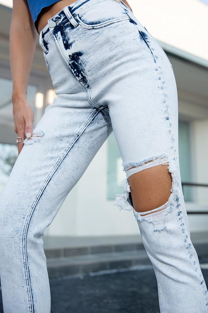 roughlow ラフロー ♡ DENIM sizeless pants 1 ONESO Women's High Waisted Mom Jeans, Stretch Ripped