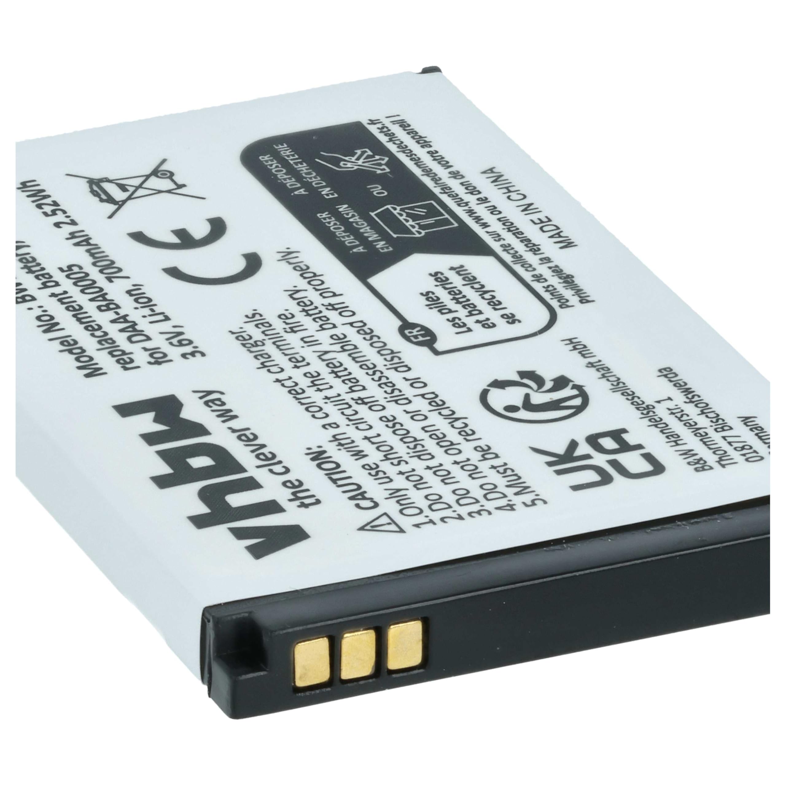 vhbw Akumulator kompatybilny z Creative Zen Micro Photo odtwarzacz MP3 (700 mAh, 3,7 V, litowo-polimerowy)