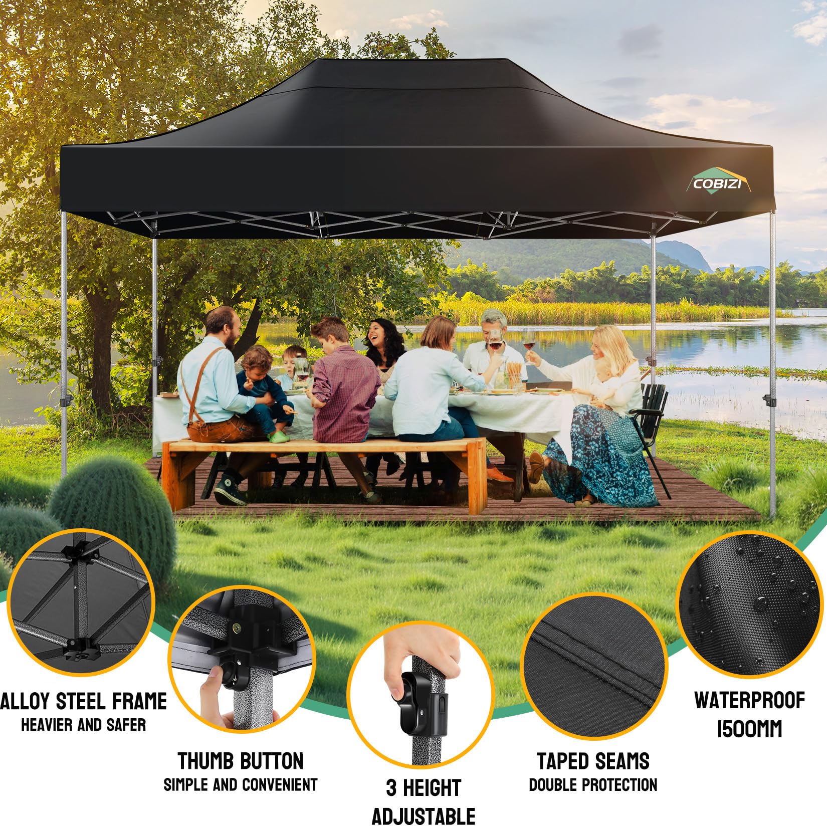 Gazebo Cobizi | Confronta prezzi | COBIZI Gazebo pieghevole impermeabile stabile con pannelli...COBIZI Gazebo 3x4,5,Esterno Resistente con 4 Parete...COBIZI Gazebo 3 x 4,5, impermeabile, stabile, resistente