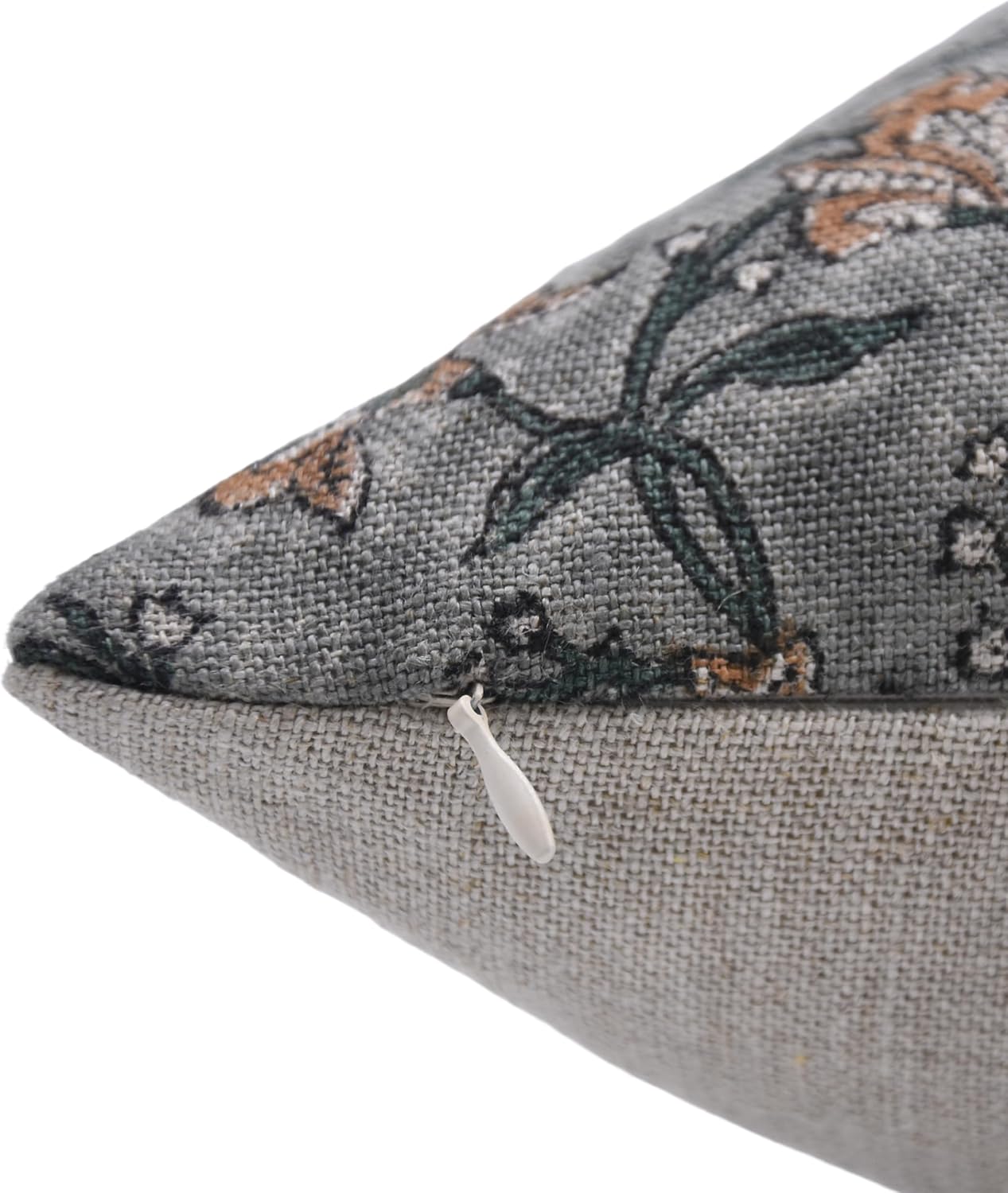 Handmade Block Print Thick Linen 14X14 Throw Vintage Pillowcase Cushion Cover with Zipper for Sofa, Couch and Bed, Fall, Summer Decoration, Outdoor, Boho Home Décor, Naayab, Grey