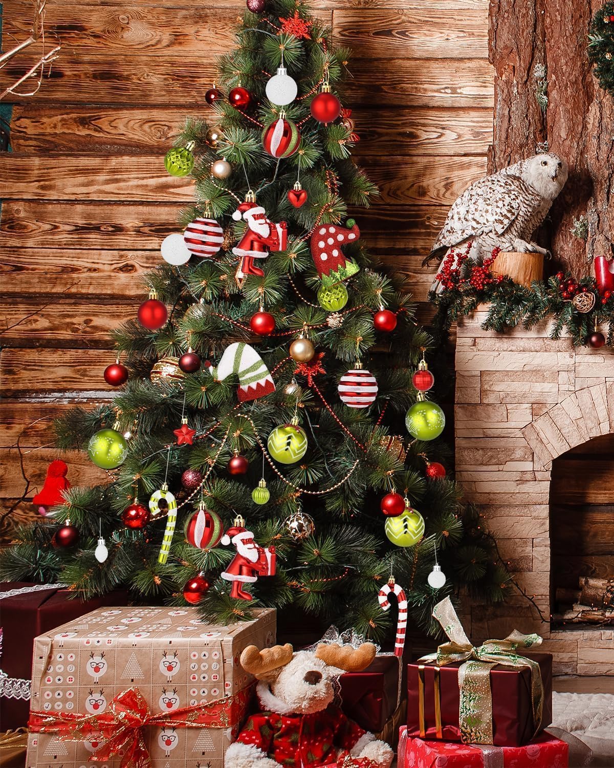 12 pièces/set Boules blanches crème et vertes de 6 cm en plastique incassable floqué, set de boules de Noël pour arbre de Noël, décoration de boule de Noël, décoration de couronne pour
