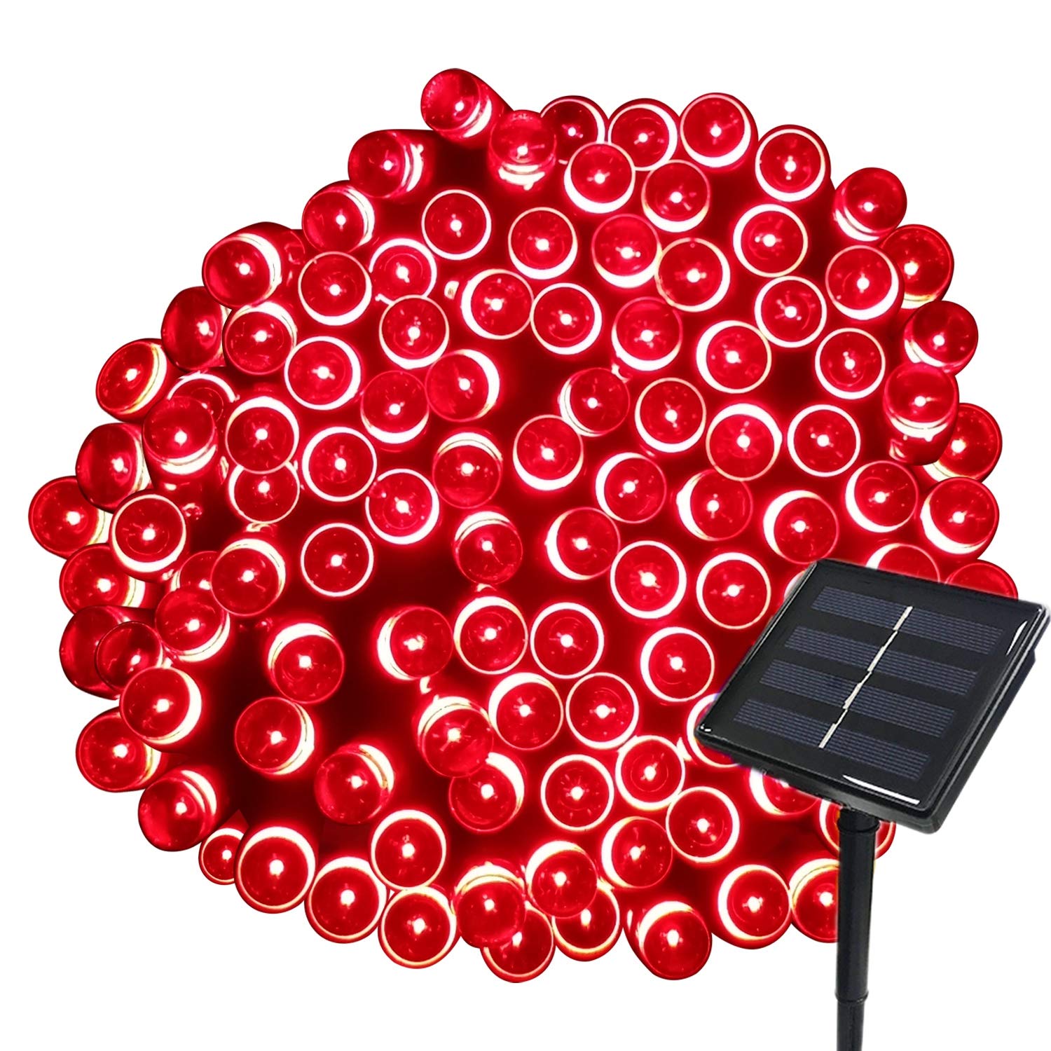 Luci Solari Da Giardino 22m 200 LED | Catena Luminosa Con Pannello E 7 Modalità | Impermeabile Per Esterno E Albero | Decorazione Giardino, Patio E Terrazza | Luce Bianca