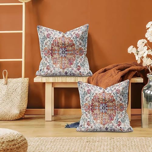 Miniatura 2 de Juego de 2 fundas de almohada bohemias de 18 x 18 pulgadas, fundas de almohada decorativas para sofá, sala de estar, cama, funda de almohada de lino