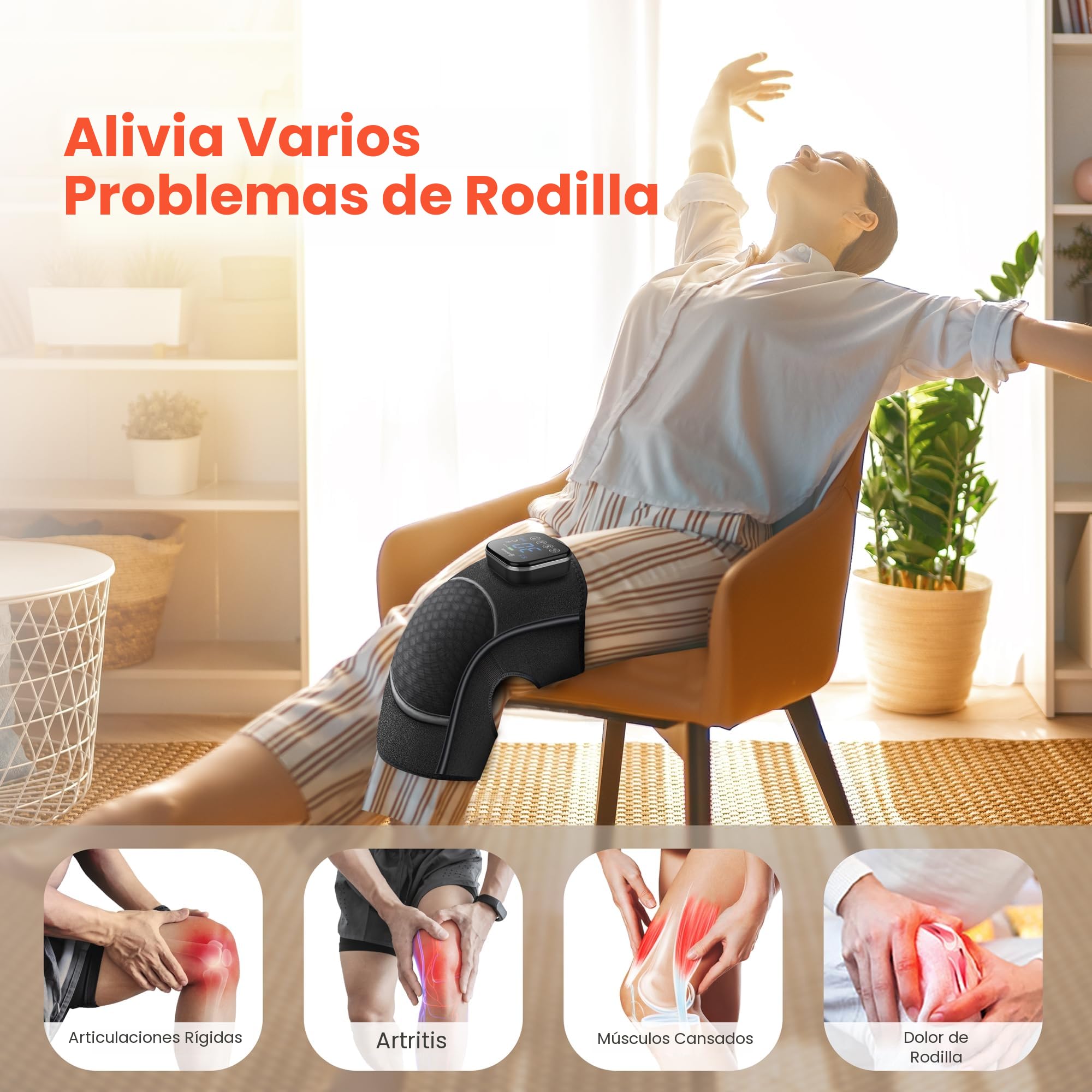 COMFIER Masajeador de Rodillas Inalámbrico, Rodillera con Función de Masaje, Calor y Vibración con Grafeno, 5 Modos y 3 Niveles de Intensidad, Rodillera Térmica, Regalo para Mamá y Papá
