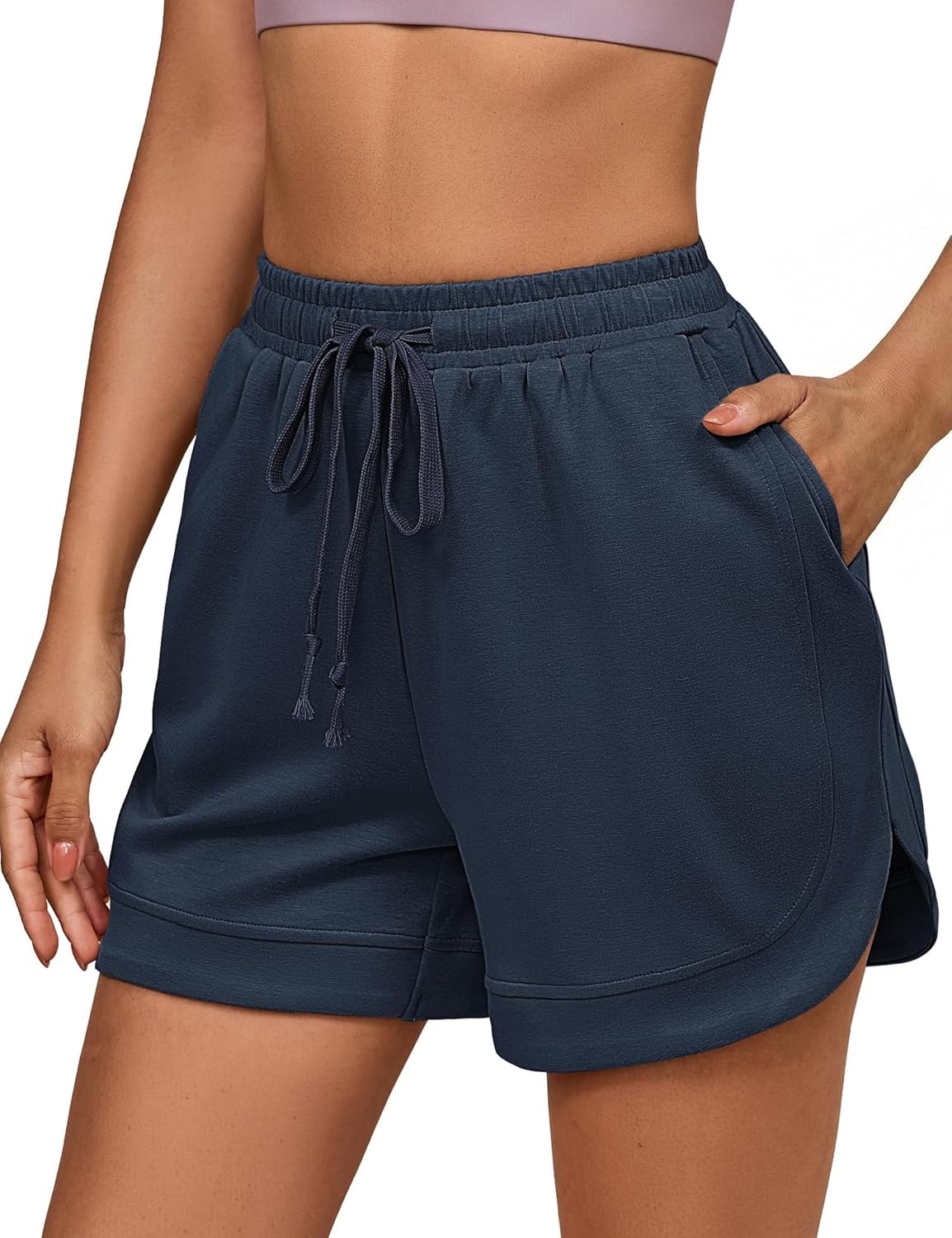 luvamia Sweat Shorts for Women High Waisted Pull On Elastic Waist Loose Fit Comfy Lounge Casual Summer Athleisure Shorts