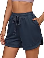 luvamia Women's High Waisted Sweat Shorts: Loose Fit Elastic Waist Athleisure Lounge Shorts with Pockets, 4" Inseam