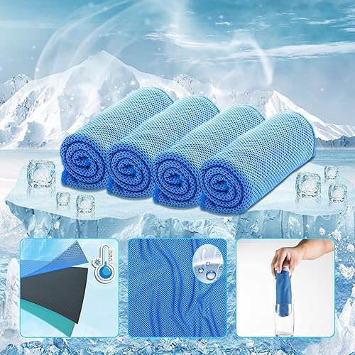 Miniatura 4 de Amgico Paquete de 4 toallas refrescantes, toallas de sudor para climas cálidos y fríos, transpirables, suaves, ligeras, para la cara y el cuello,