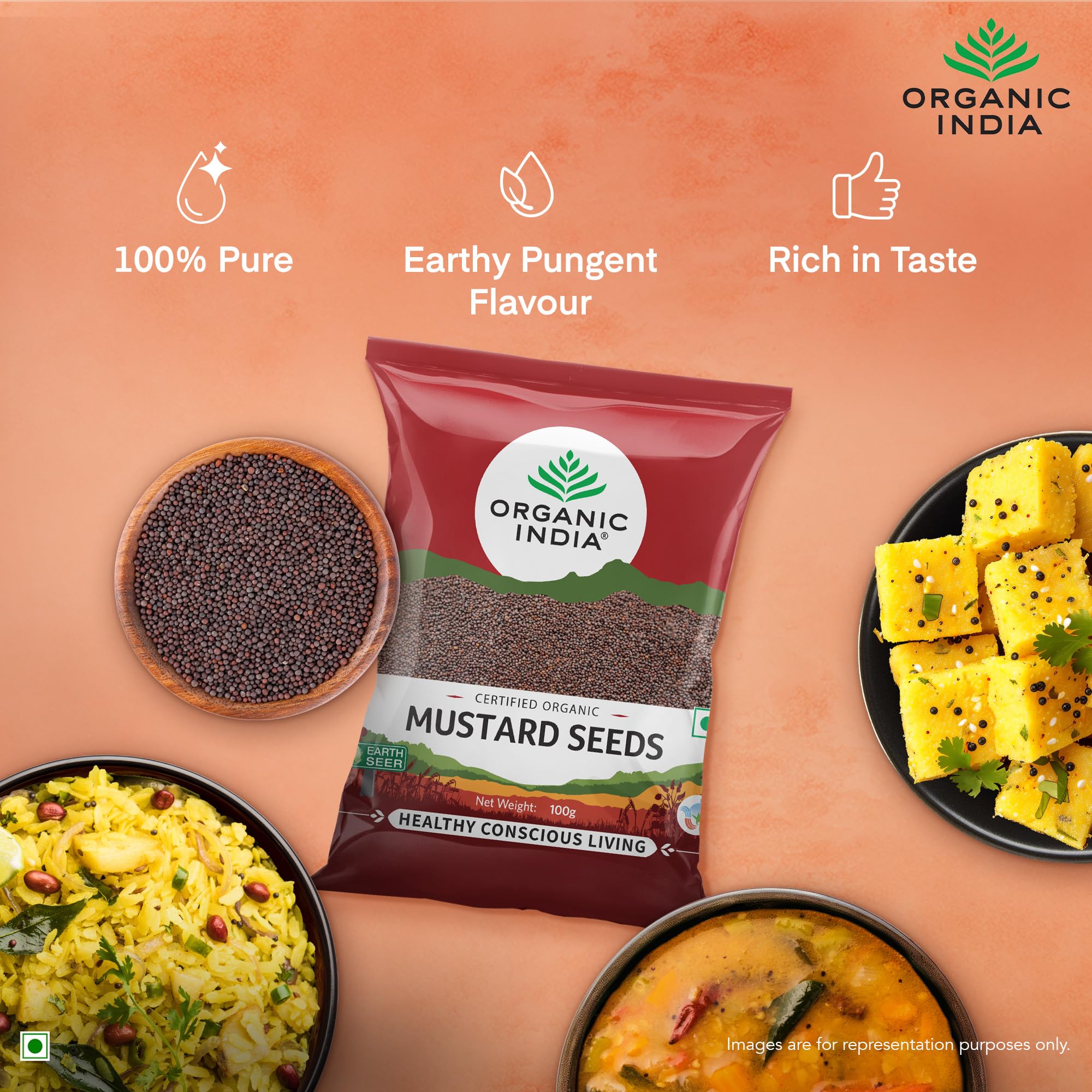ORGANIC INDIA Aromatic, Anti-Oxidant Rich, Anti-Inflammatory and Good for Digestion Organic Mustard Seeds-100gm product image 3