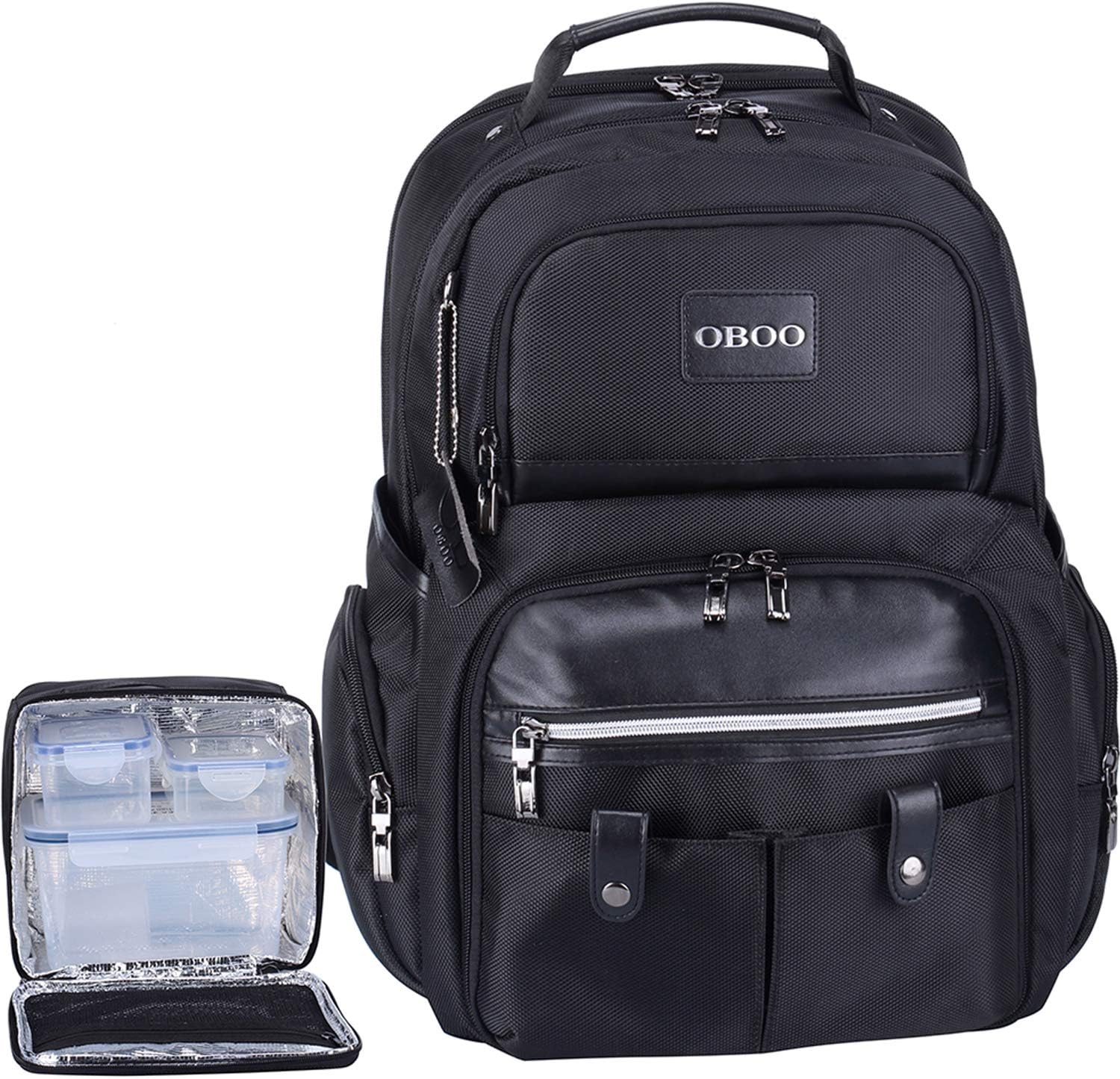 OBOO Business Travel Laptop Lunch Backpack with Removable Large Insulated Tote Lunch Box -3 Meals Management Lunch bag for Men&Women Cooler Backpack Fits 15.6 Laptop Notebook,Ice Pack Fitness Backpack