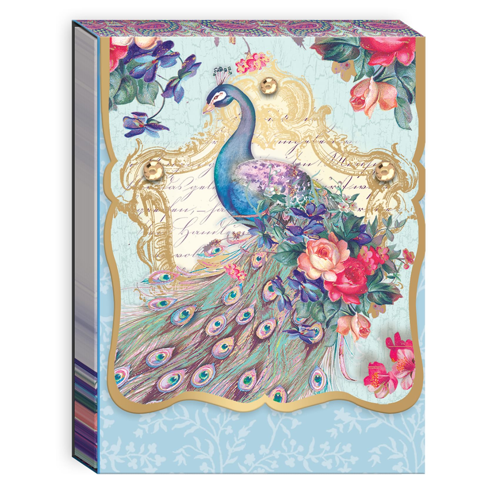 Punch Studio Flip-Top Notepad w/ 75 Sheets, 3" x 4", Blushing Peacock