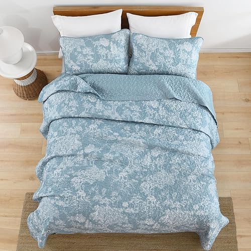 Miniatura 5 de WONGS BEDDING Juego de edredón botánico tamaño Queen, juego de ropa de cama de 3 piezas con estampado de plantas florales, juego de ropa de cama de