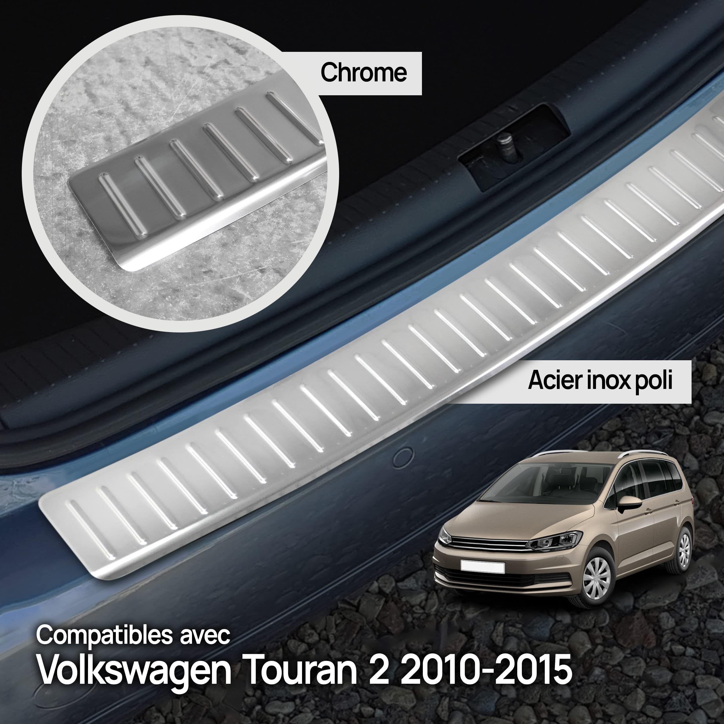 Protection Pare-chocs Arrière VW T5 Multivan 2003-2015 - Acier Inoxydable Poli - Anti-rayures Chromemaster