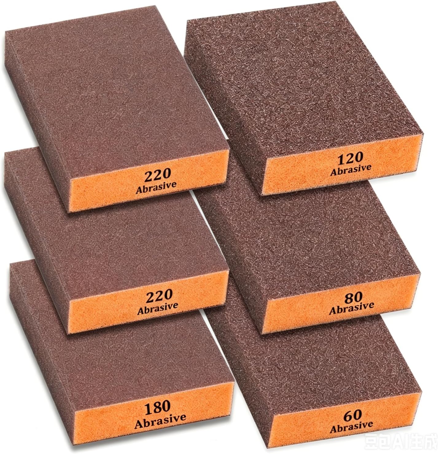 Tnisesm 6Pcs Sanding Blocks 60/80/120/180/220 Grits Sanding Sponge,for Drywall Wood Metal Washable & Reusable Sandpaper BlocksWashable and Reusable