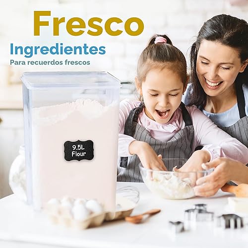 Miniatura 6 de Shazo 2 recipientes de almacenamiento de alimentos extra grandes a granel con tapas herméticas para harina, azúcar, arroz, cereales y pasta, a