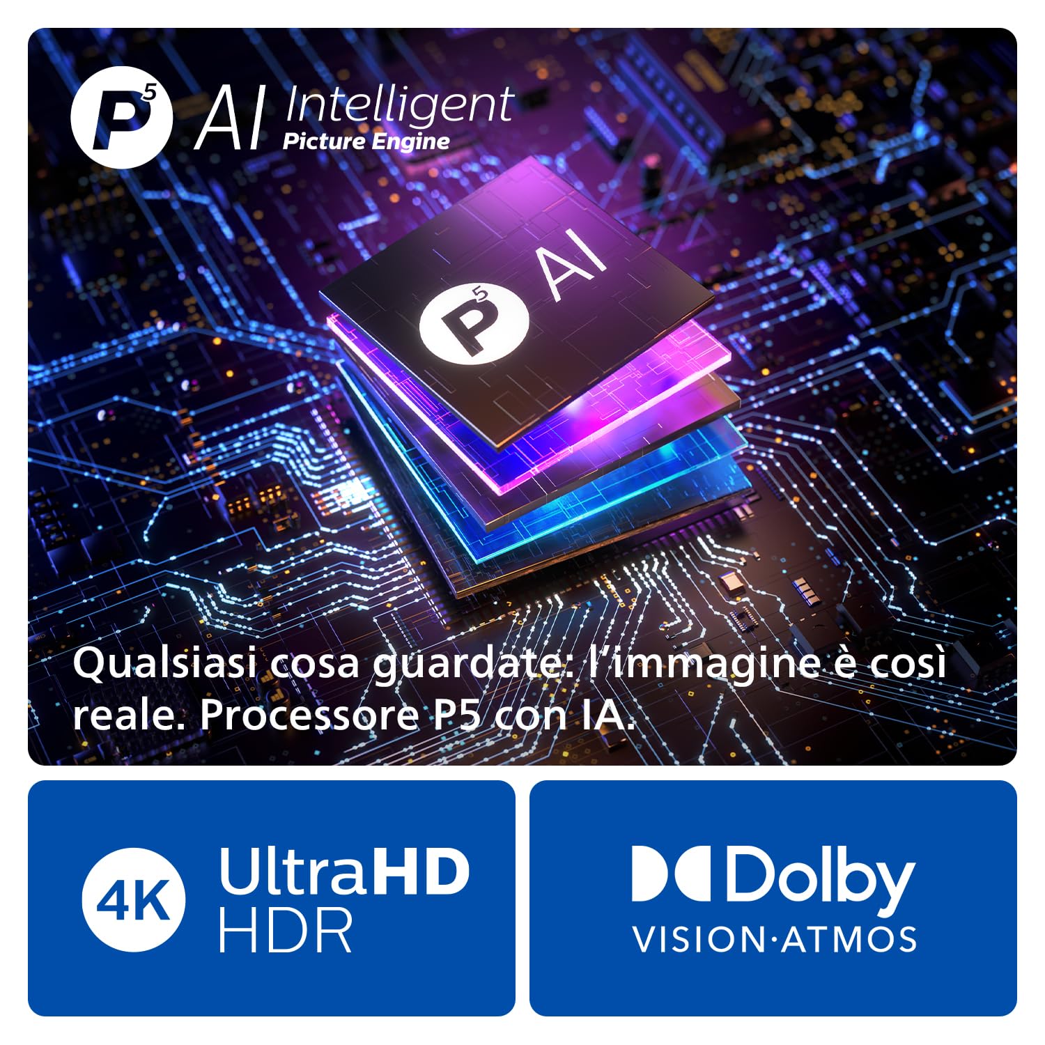 Philips Ambilight 48OLED769 4K OLED Smart TV - Display 48’’ con P5 AI Perfect Picture Ultra HD Titan OS TV Dolby Vision e Dolby Atmos Sound, Funziona con Alexa e Google Assistant - Cornice in metallo