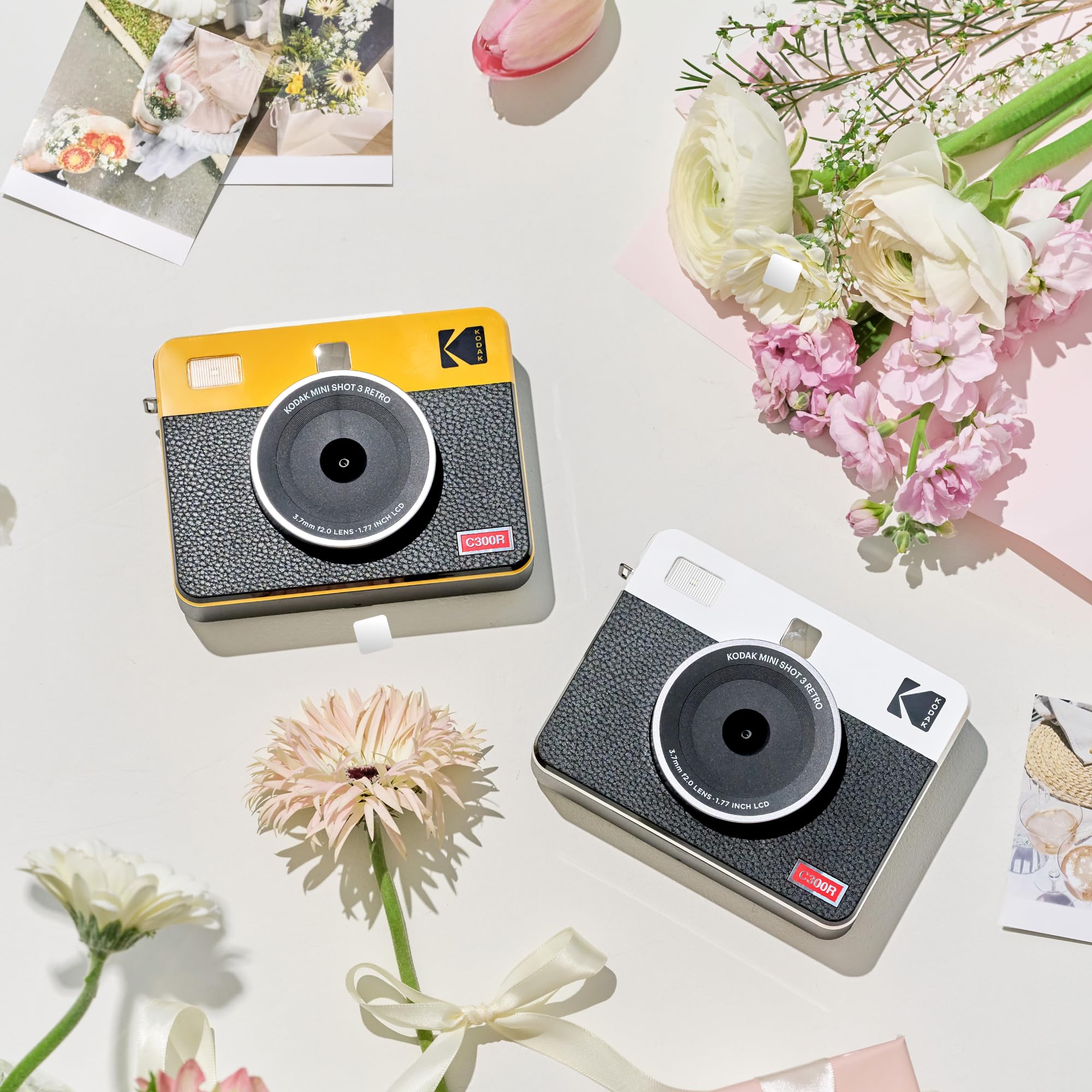 KODAK Mini Shot 3 Retro Cámara Digital Instantánea & Impresora Fotográfica 2-en-1 7,6 x 7,6 cm, 38 Hojas, Cámara Portátil con Impresión, Impresora Bluetooth iOS & Android, Sublimación 4PASS, Blanca