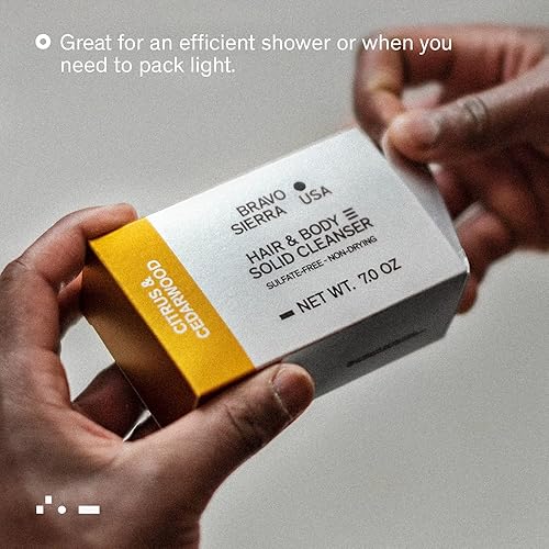 Miniatura 4 de Bravo Sierra Body and Hair - Barra de jabón para hombre, paquete de 3, champú y jabón todo en uno para cara, cabello y cuerpo, cítricos y madera de