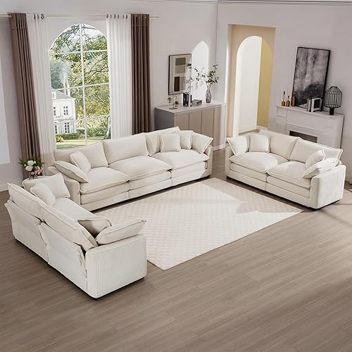 Miniatura 24 de Juego de sofá de 2 piezas de gran tamaño para sala de estar, sofá de 3 plazas y sofá biplaza, asiento modular modular profundo de pana, cómodos