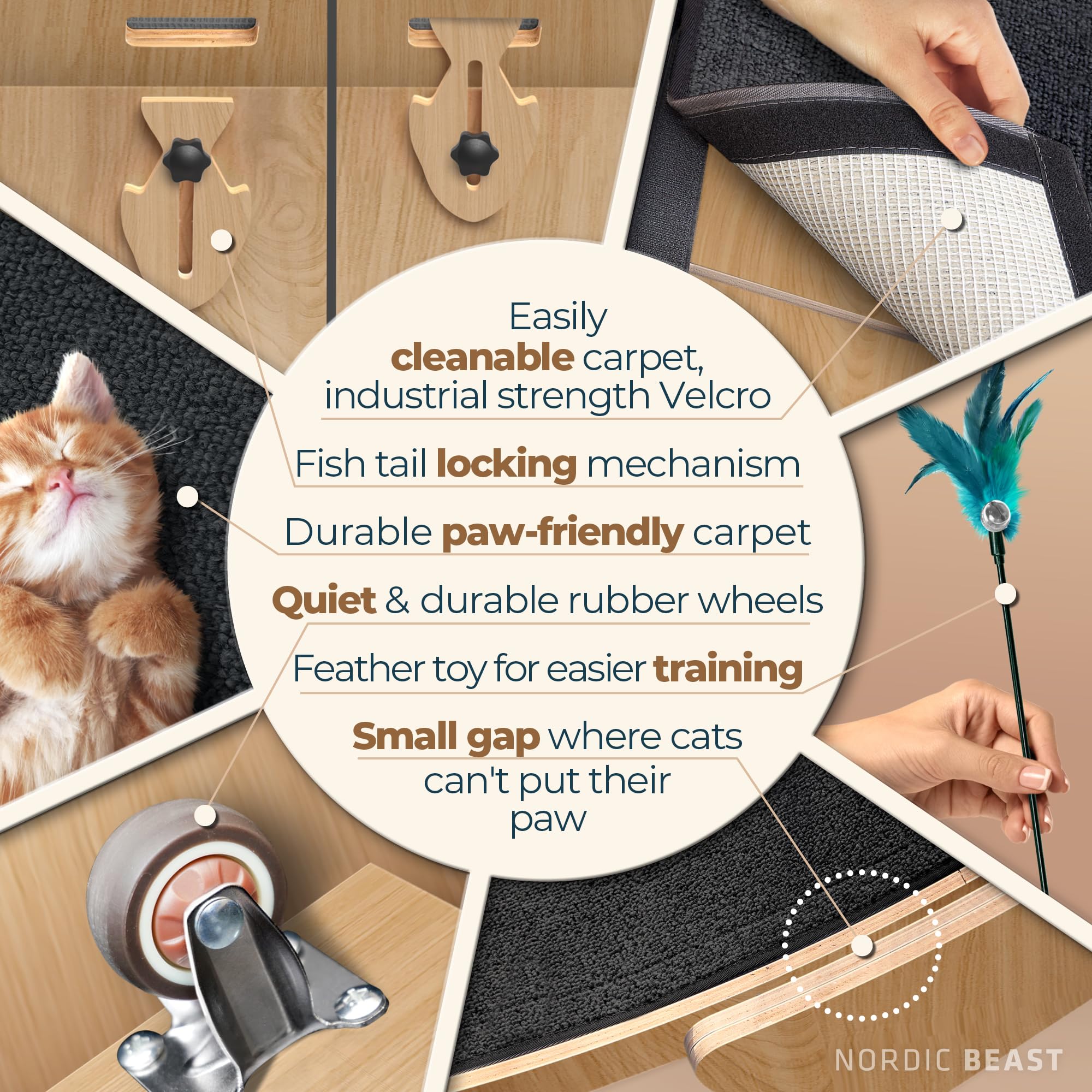 Walnut Wood 48'' XL Cat Wheel - Cat Wheels for Indoor Cats Which Doesn't Negatively Affect Your Cat's Spine view 5
