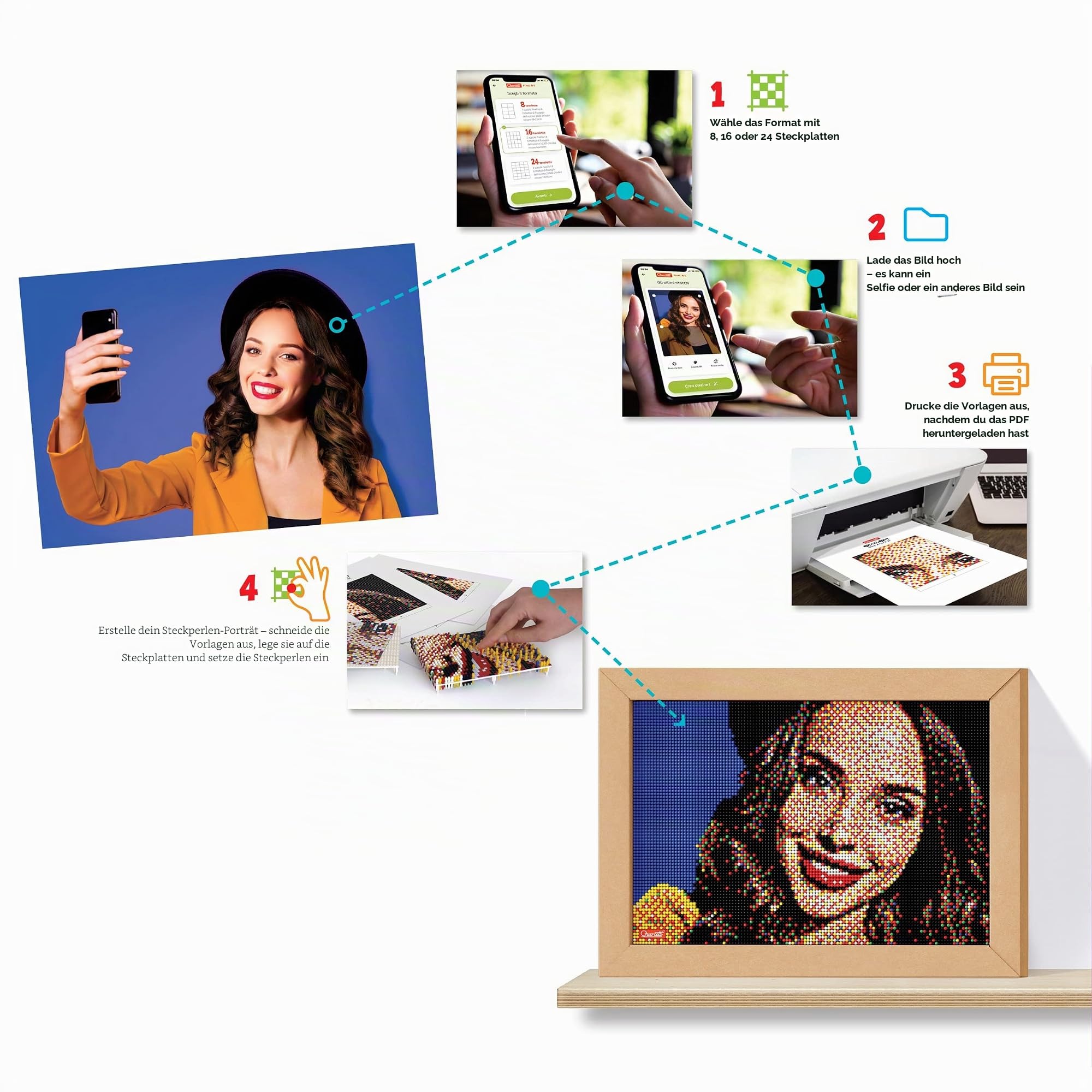 Quercetti 0774 Quercetti-0774 Pixel Art Take a Selfie Steckspiel, Multicolor