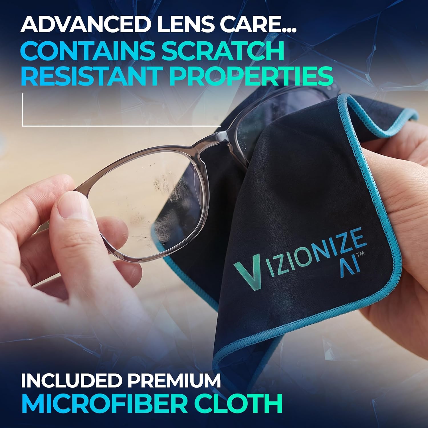VIZIONIZE AI™ Eyeglass Cleaner - AI-Driven Chemistry Scratch-Resistant | Streak-Free Eyeglass Cleaner for AR Glasses, Camera Lenses & Casual Eyewear
