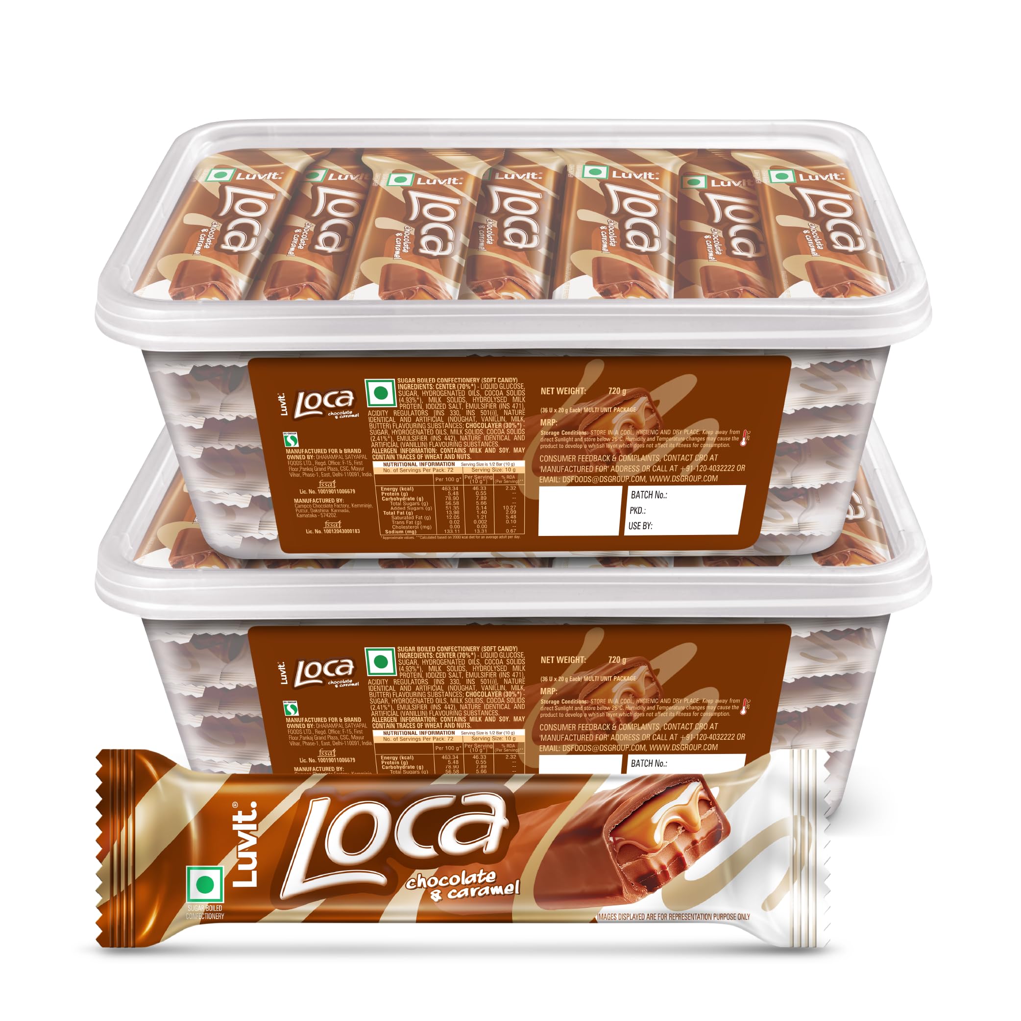 Sponsored Ad - LuvIt. Loca Chocolate Caramel with Nougat Bars - Pack of 2-810g Each