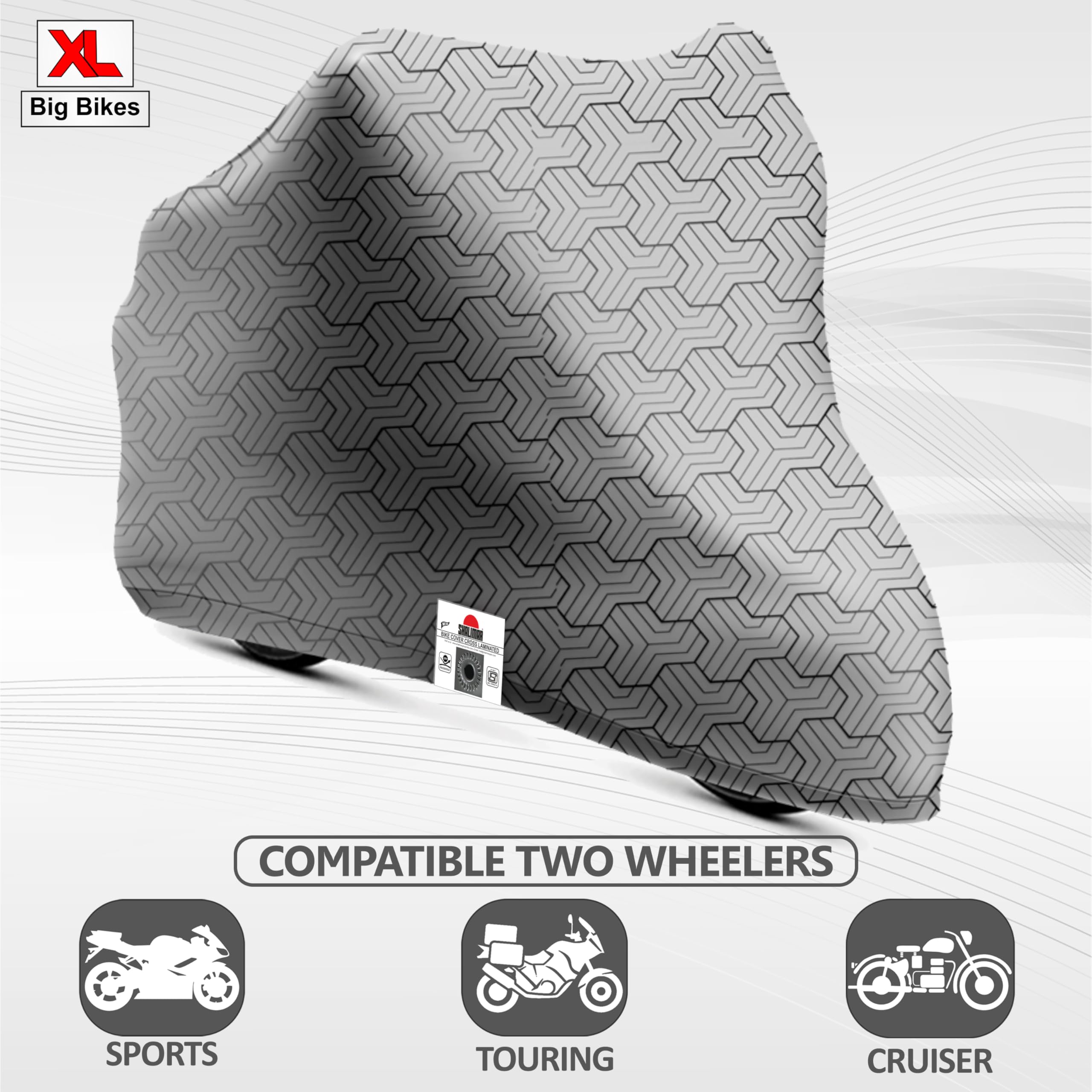 Shalimar Cross Laminated Universal Cover for Bike Super XL (Silver Black) - Image 4 thumbnail