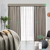 Vista 1 de Yoolax Motorized Electric Blackout Curtain Texture Thermal Insulated Drapes Compatible with Alexa and Google Home Remote Control Smart Curtain