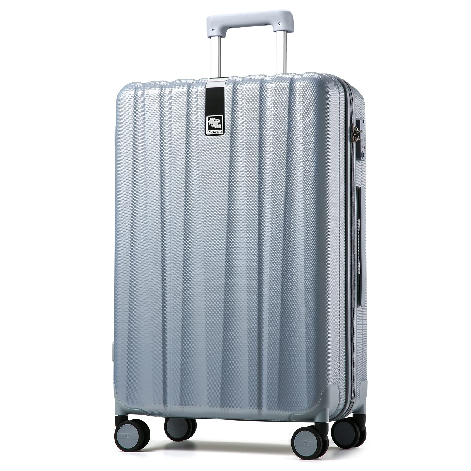 Hanke 29 Inch Luggage Suitcases With Spinner Wheels Lightweight PC hardside Rolling Suitcase With Travel Lock, Checked-Large 29-Inch(Gray)